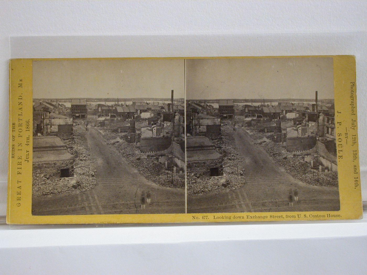 Ruins along Exchange Street, as seen from U.S. Custom House, after the Great Fire in Portland, Maine on July 4, 1866