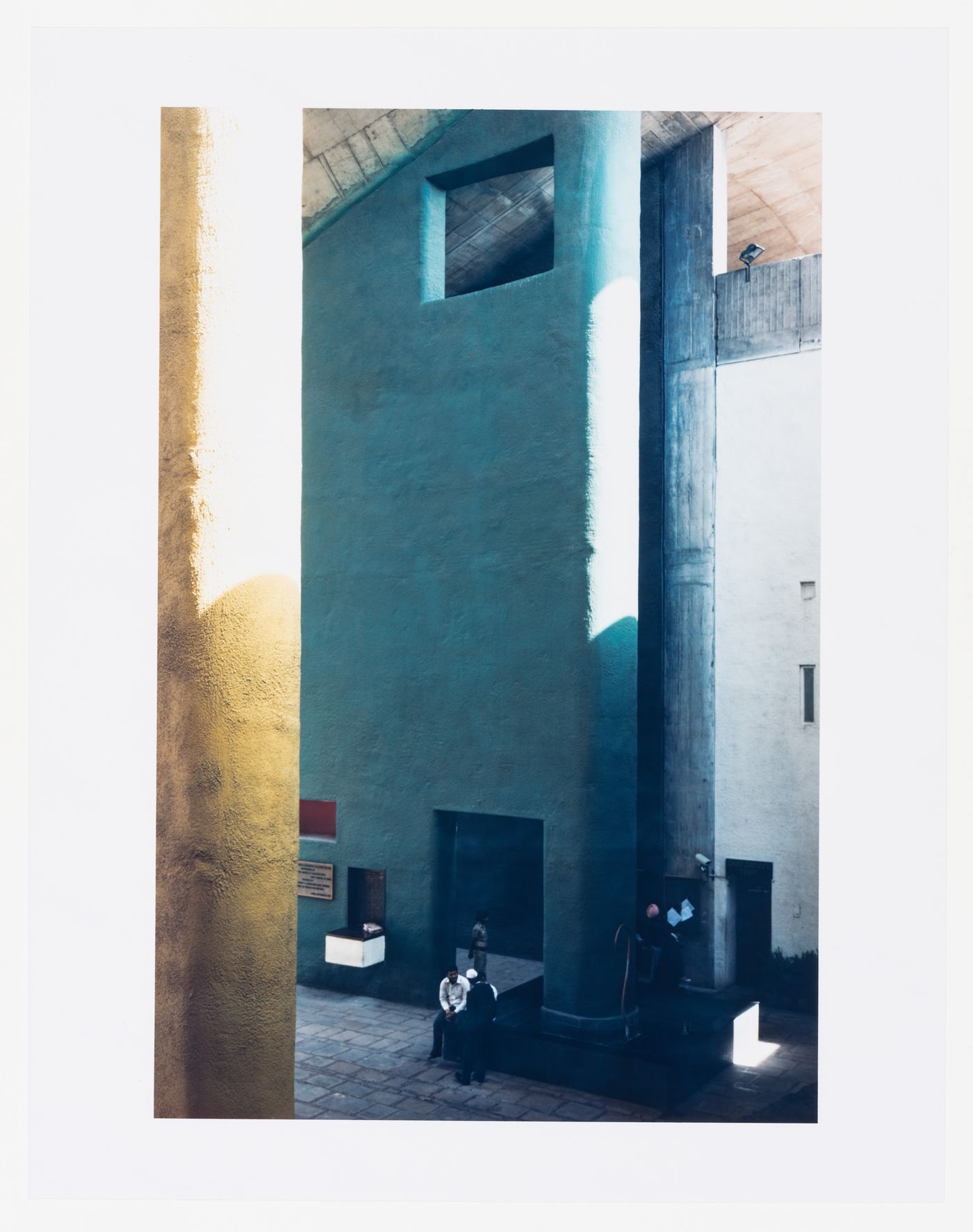 The coloured piers marking the ceremonial entrance of the High Court, part of the Capitol complex, Chandigarh, India