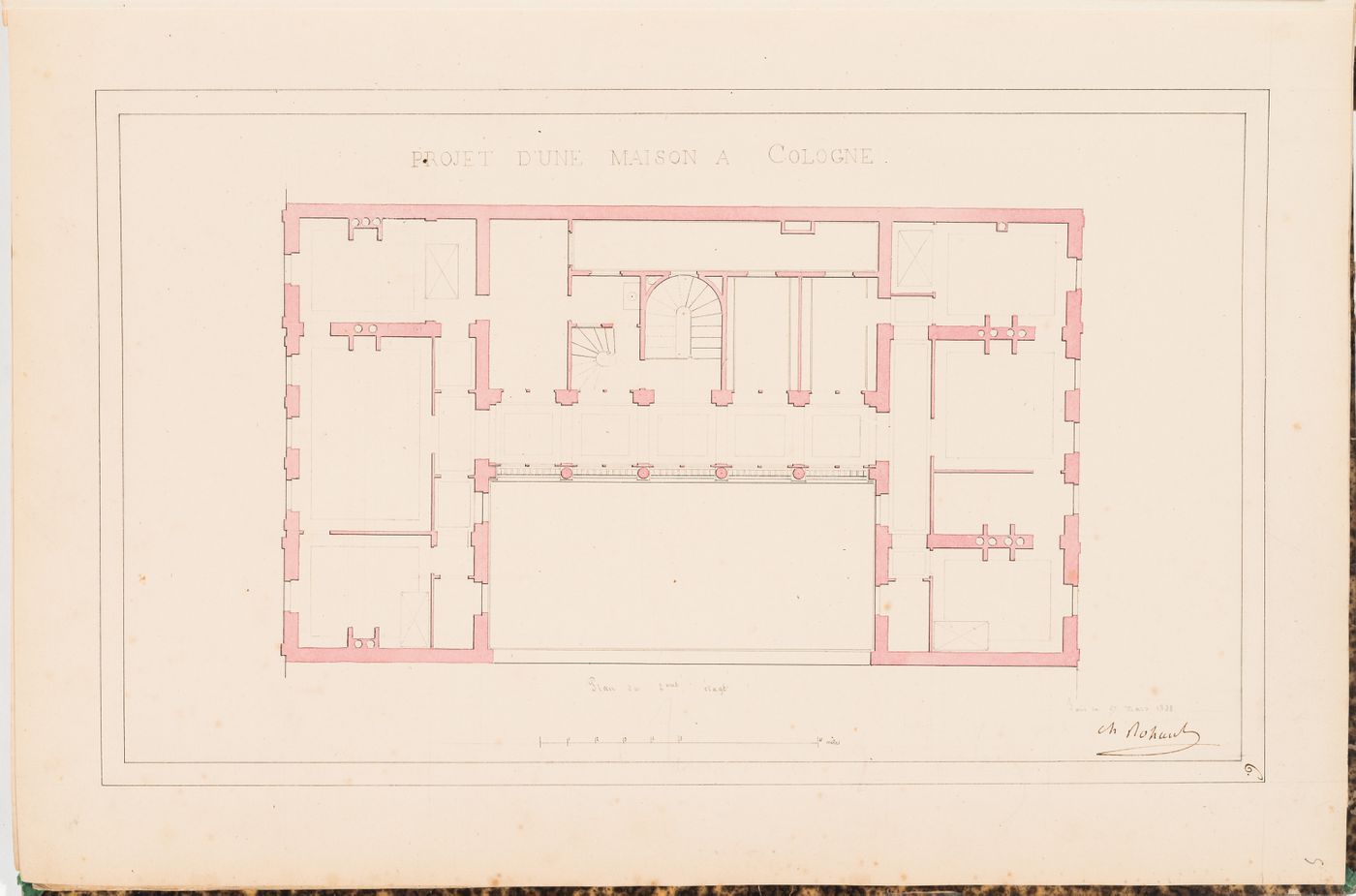 Second floor plan for a three-storey house, Cologne