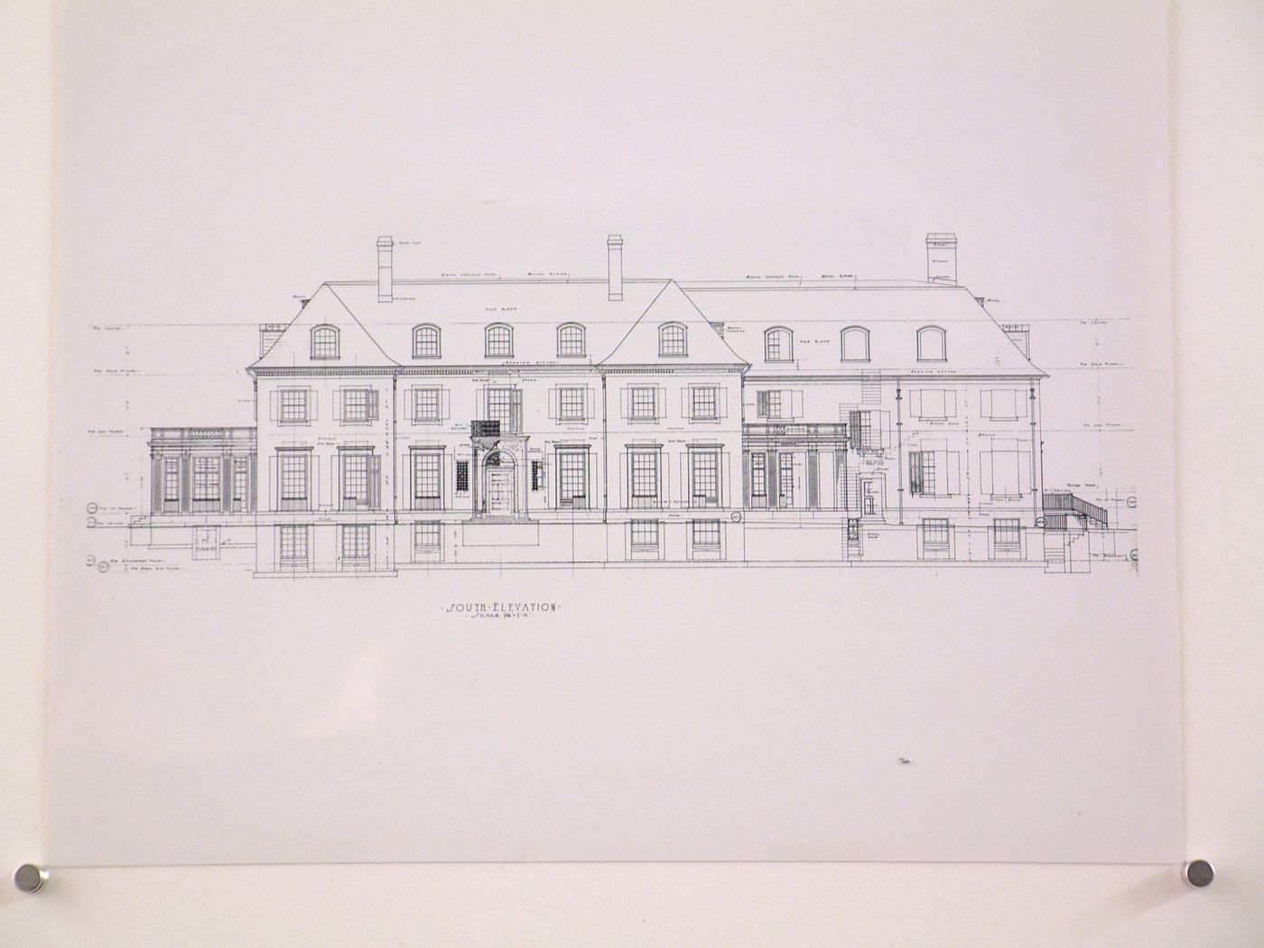 Photograph of the south front elevation for the John S. Newberry house (now demolished), Lake Shore Road, Grosse Pointe Farms, Michigan