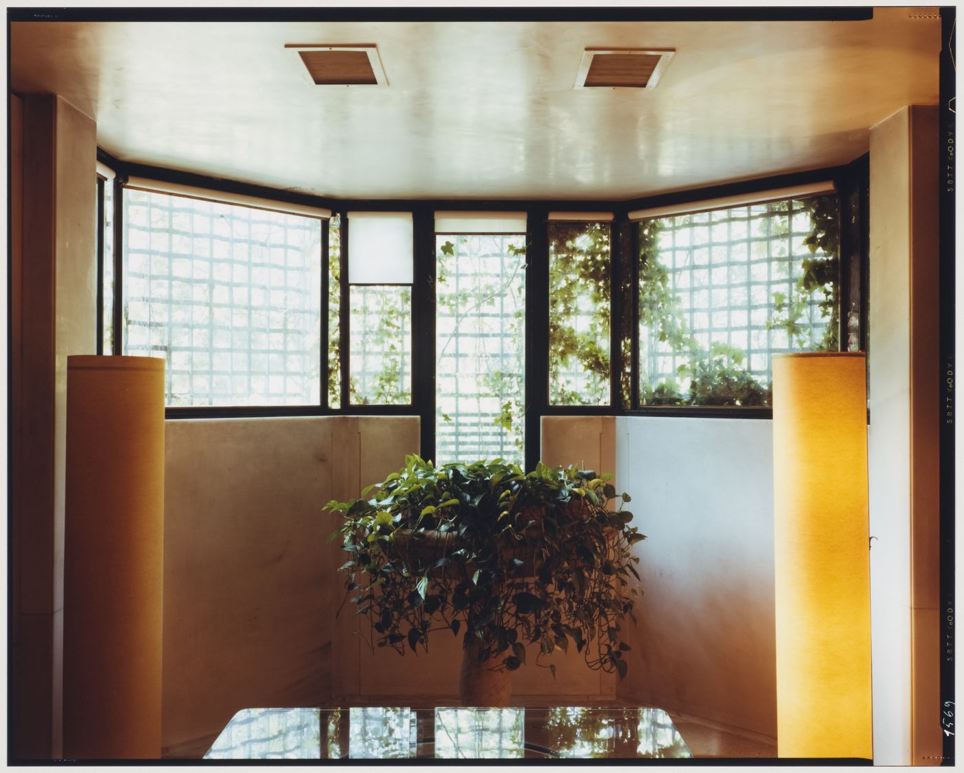 Interior view of Balboni House showing a room and windows, Venice, Italy