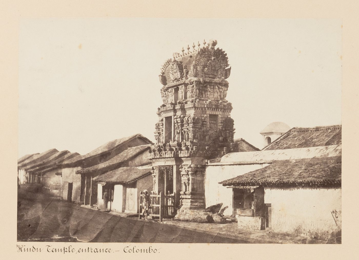 View of the entrance to a Hindu temple, Colombo, Ceylon (now Sri Lanka)