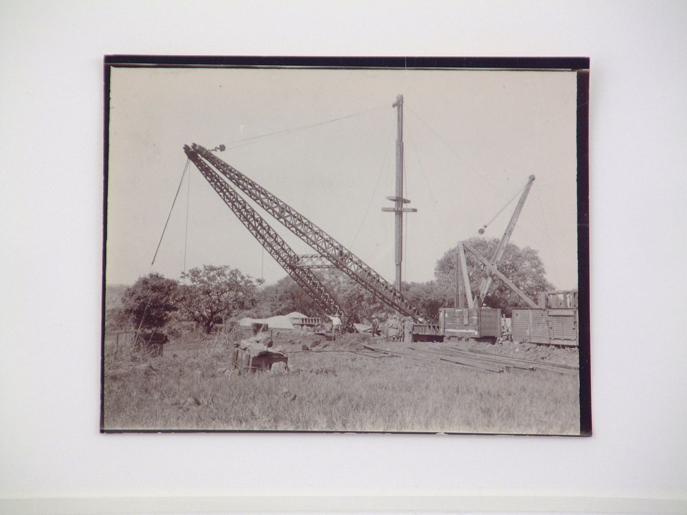 View of cranes used in the construction of Victoria Falls Bridge, Zambezi River, crossing the border between Victoria Falls, Zimbabwe and Livingstone, Zambia