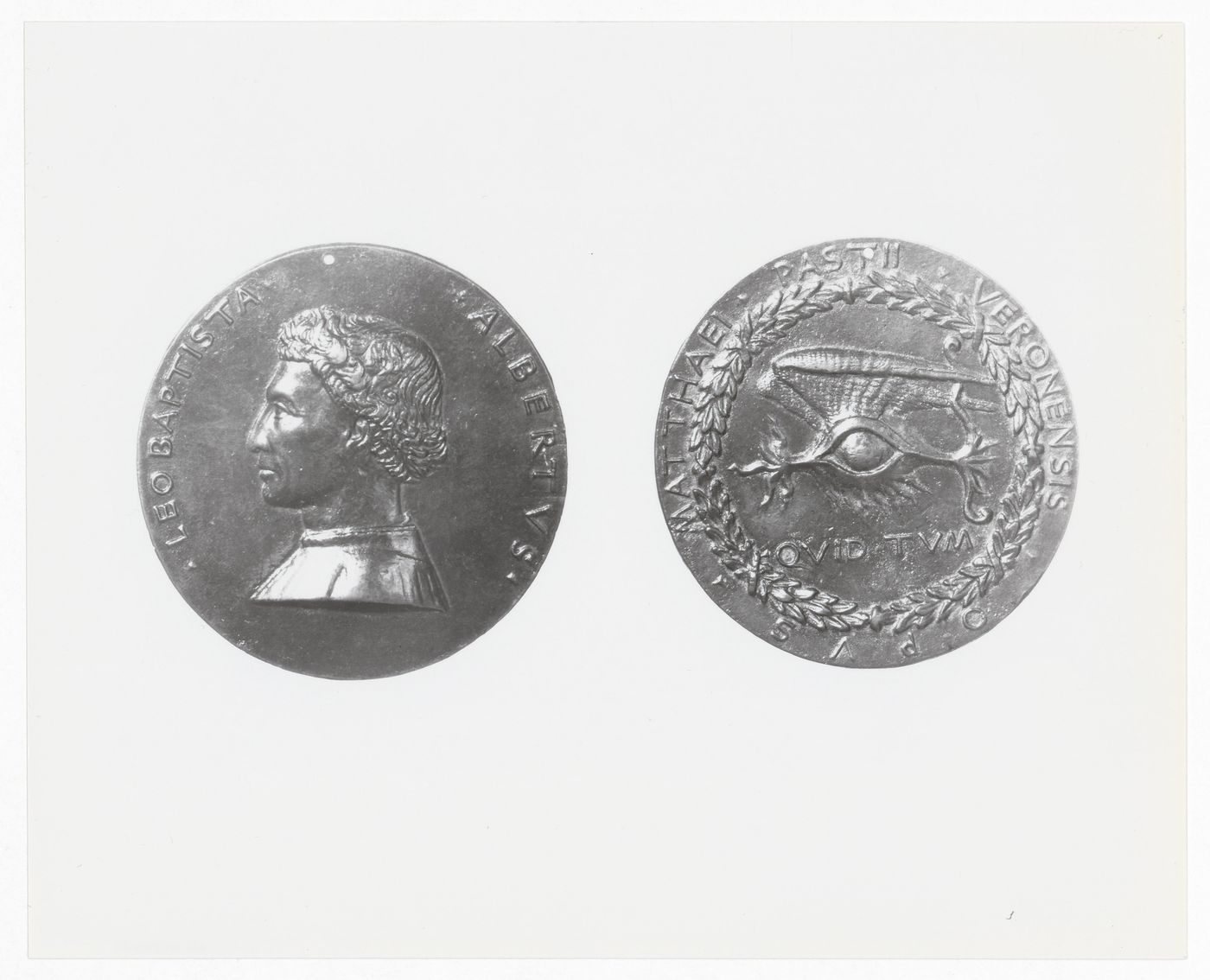 Reference image of cast bronze medal showing Leon Battista Alberti