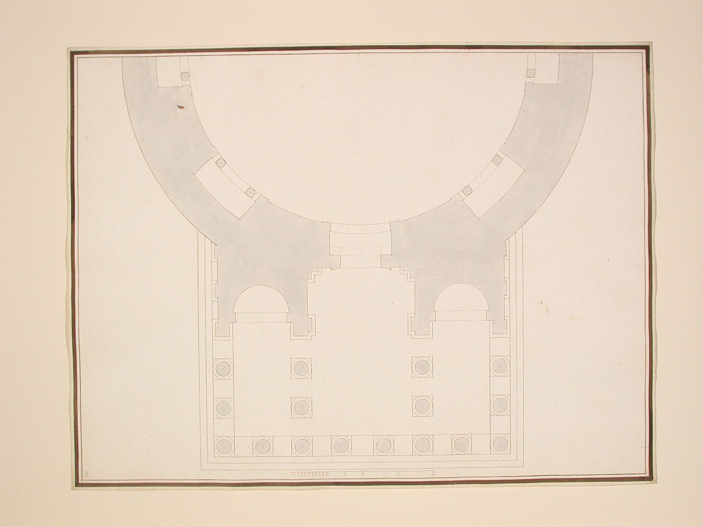 Half ground plan of the Pantheon, Rome