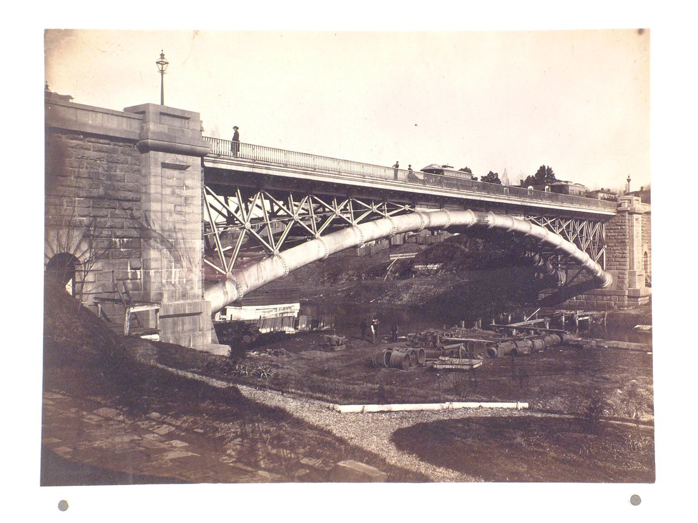 Tubular bridge, through the pipes of which the city of Washington is supplied with water.