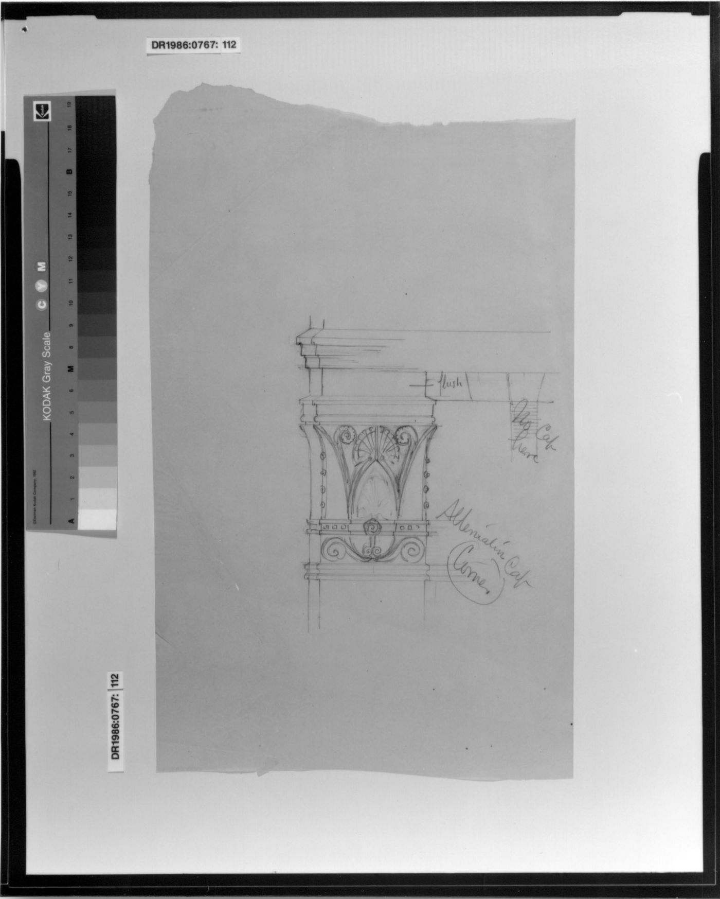 Monadnock Building, Chicago: Elevation for an ornamented pier capital