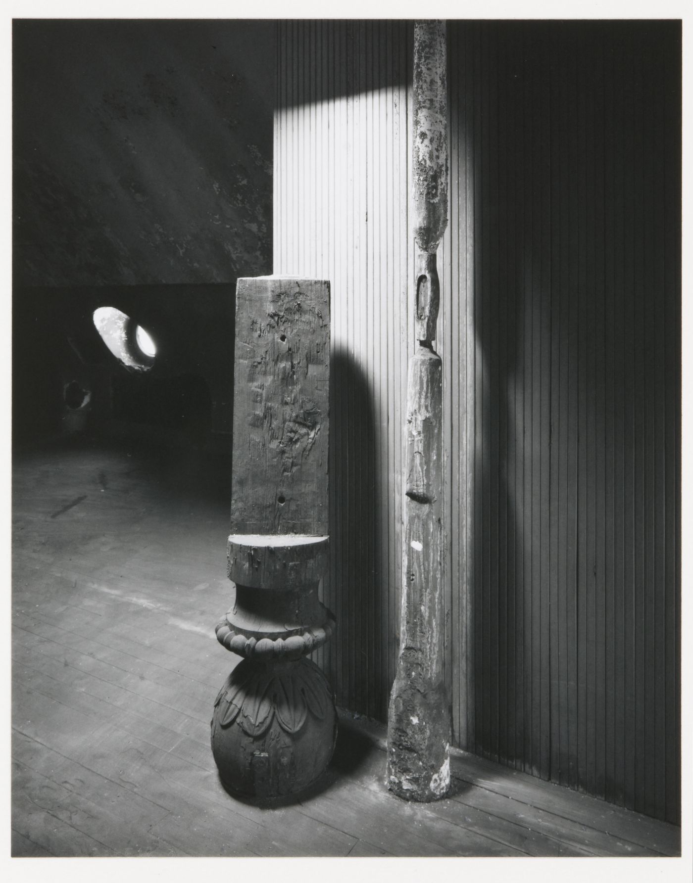 View of stand for dome eagle, attic, 3rd level, Old City Hall, Boston, Massachusetts, United States