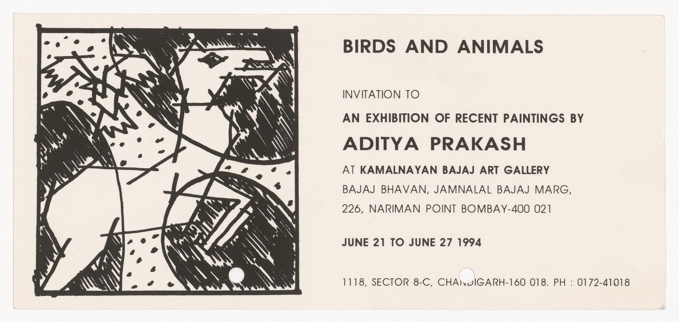 Flyer for Aditya Prakash's exhibition "Birds and Animals"