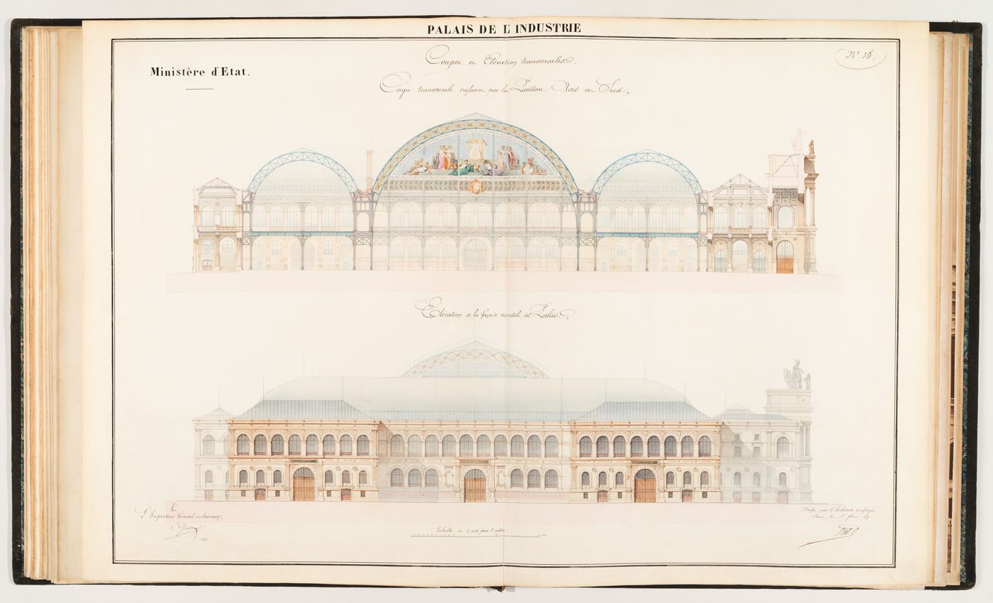 Interior Transverse Elevation, from the album Palais de l'Industrie: Atlas du Bâtiment