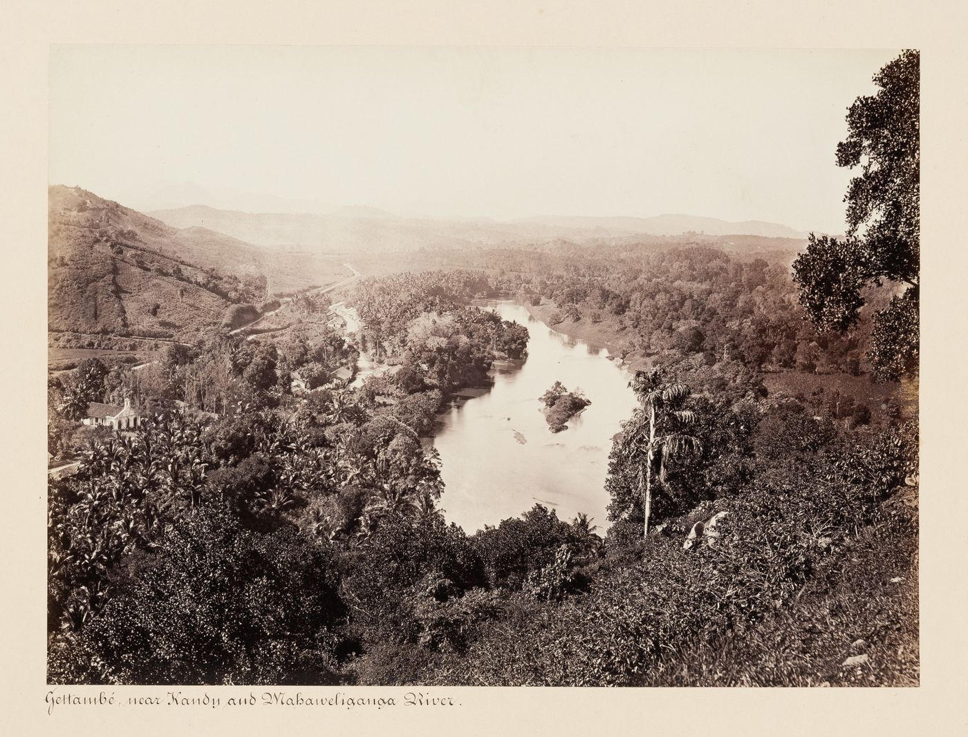 View of Getambe and the Mahaweli Ganga, near Kandy, Ceylon (now Sri Lanka)