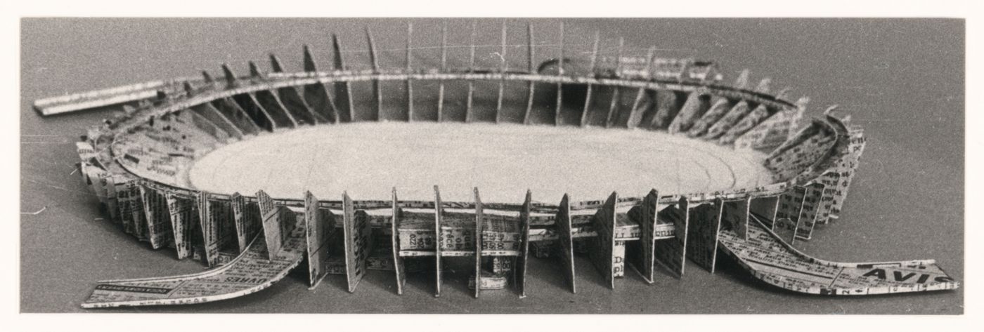View of a model for the stadium, Olympic Stadium, Baghdad