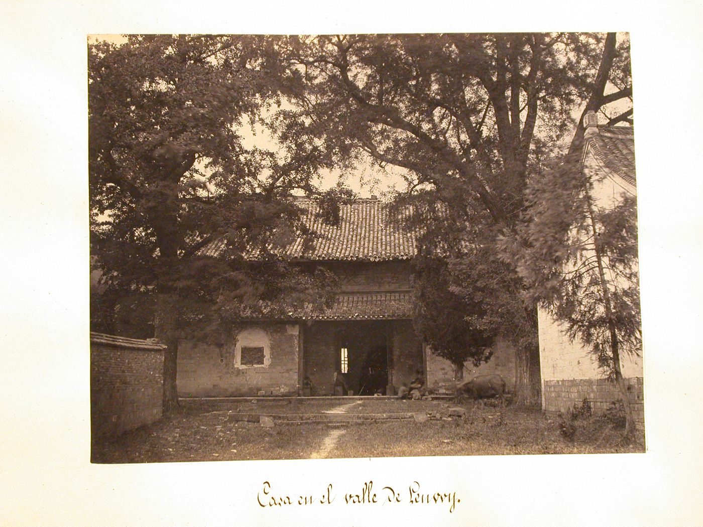 View of the principal façade of a house, Lenwy [?] Valley; China