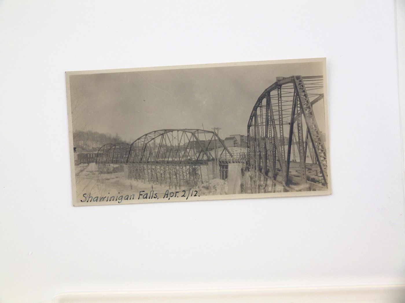 View of steel railway bridge in Shawinigan Falls, Quebec, Canada