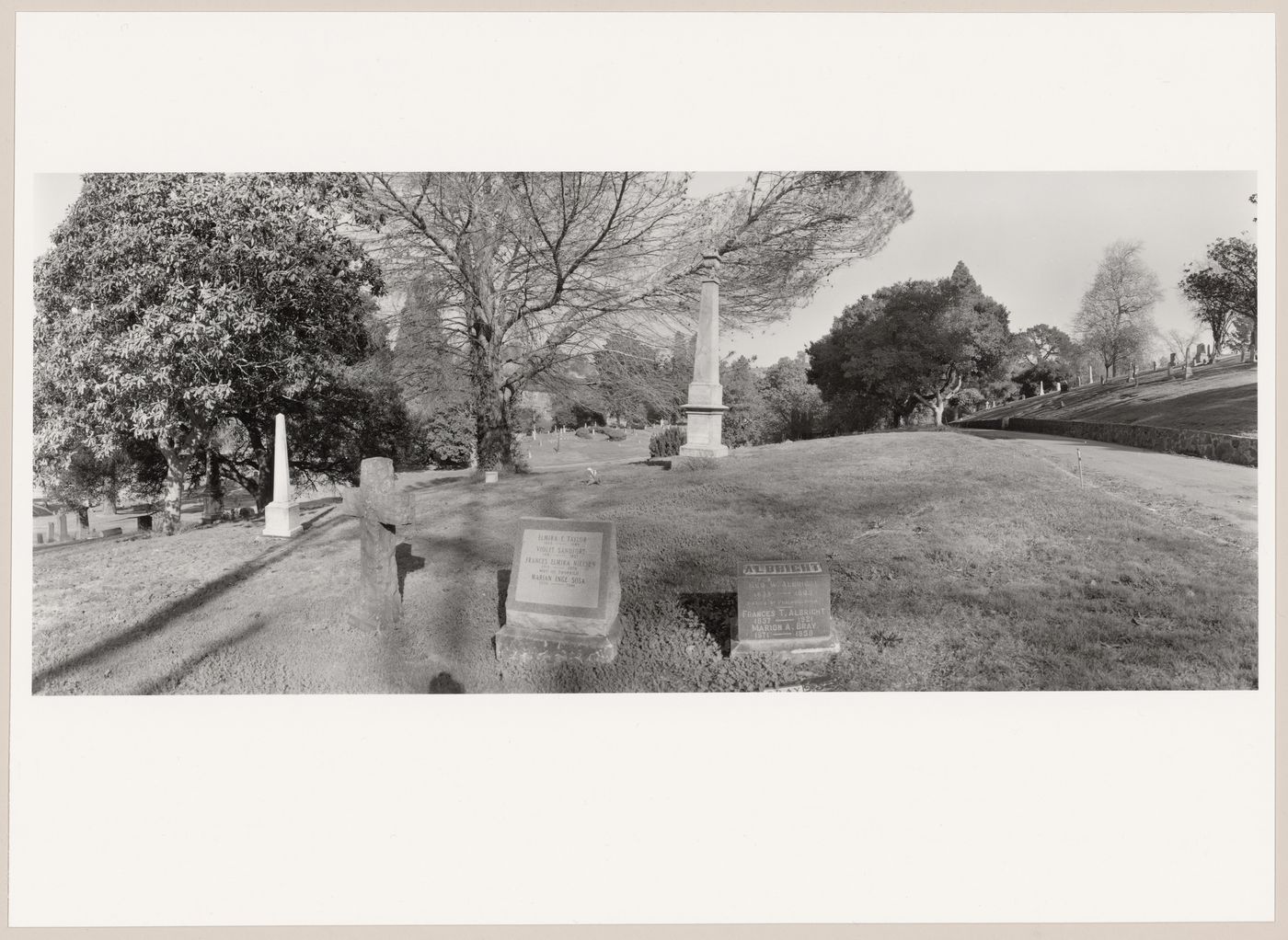 View with the Bray Memorial, Mountain View Cemetery, Oakland, California