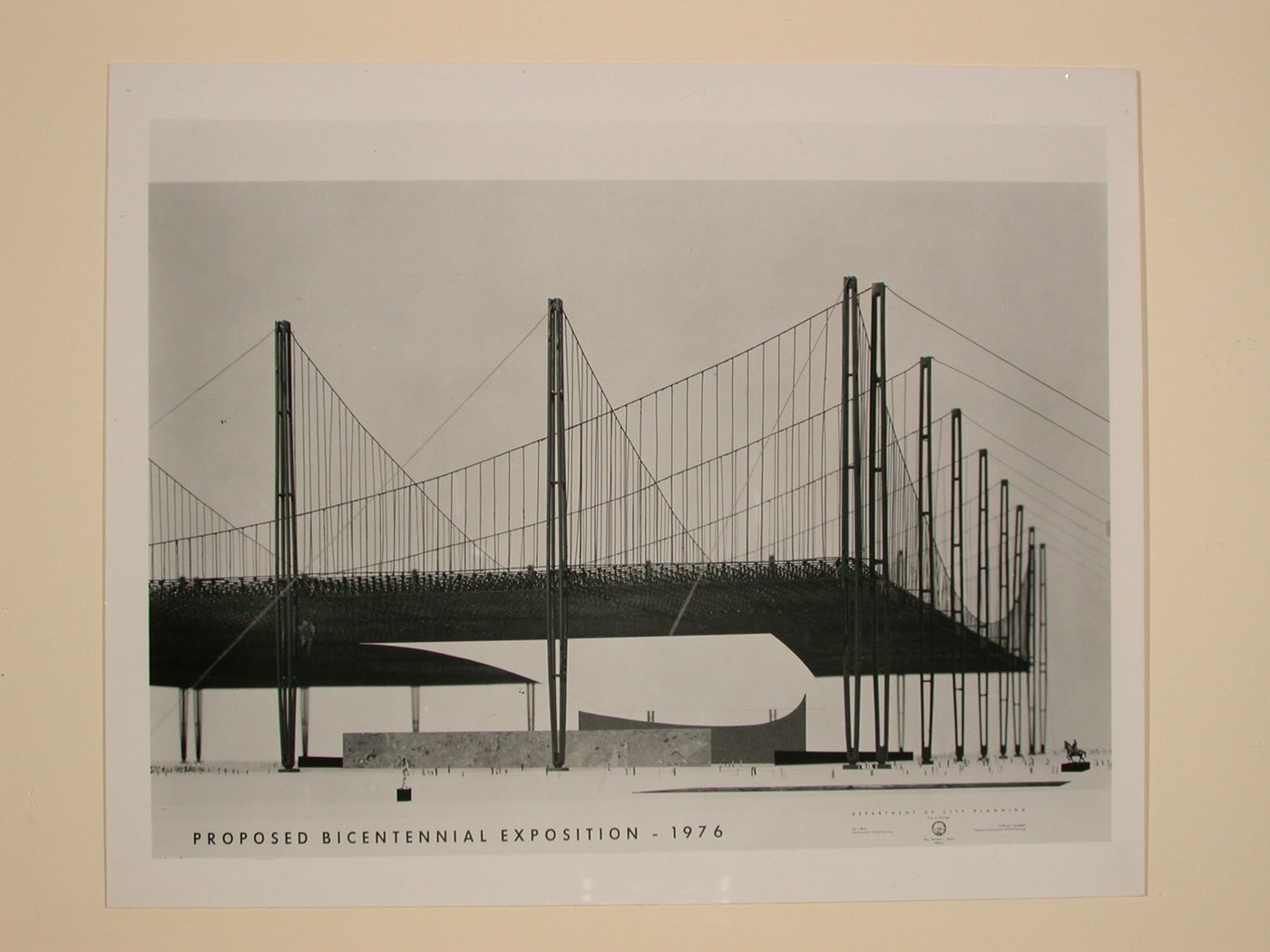 Photograph of a model for the Suspension System Proposal for the 1976 Chicago World's Fair