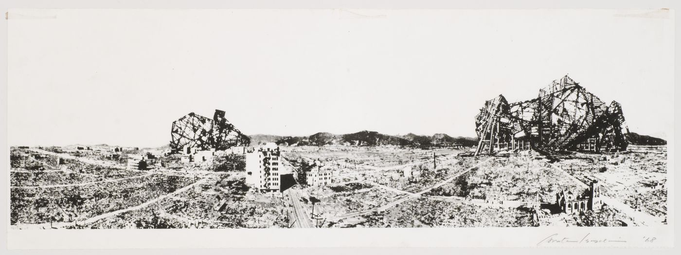 Panorama of Hiroshima with futuristic buildings