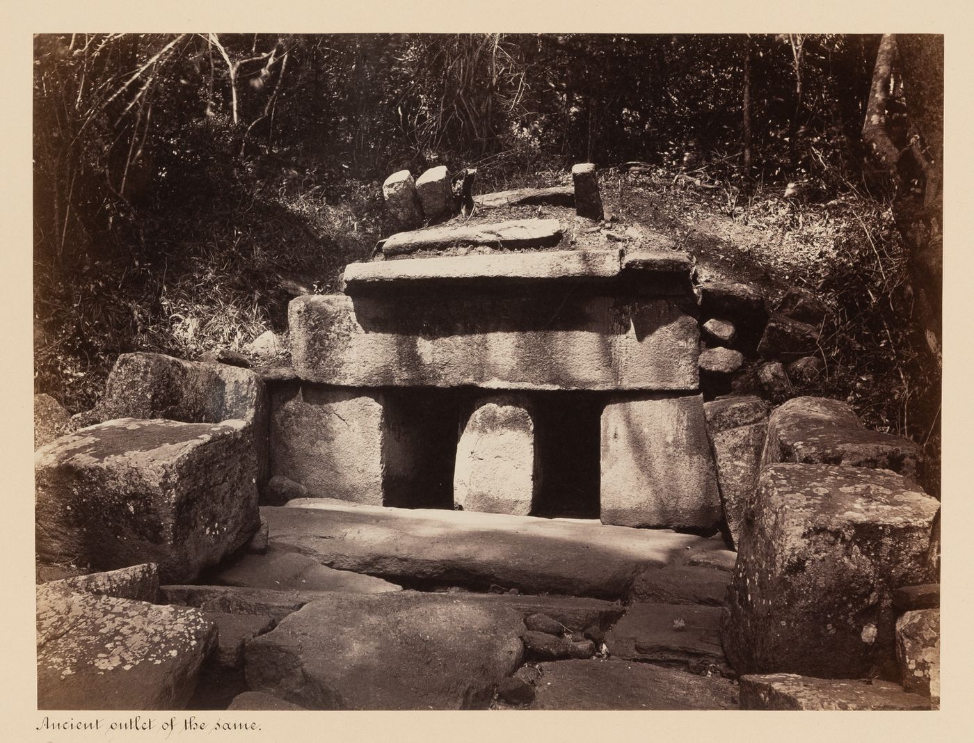 View of a drain [?], Kalawewa water tank, Kalawewa, Ceylon (now Sri Lanka)