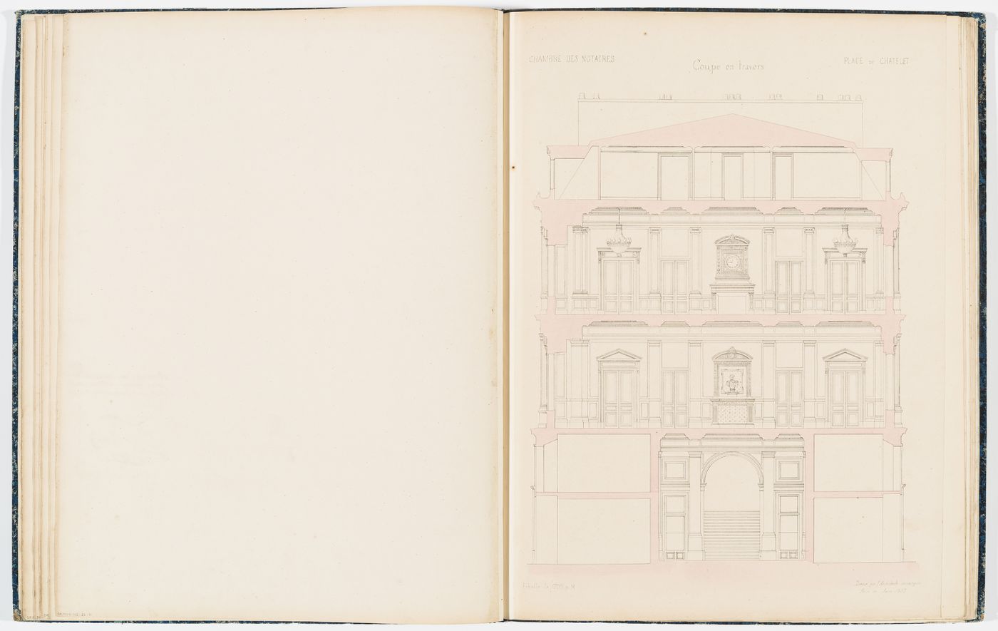Cross section for the Chambre des Notaires showing details of the "salle de vente" and the "salle d'assemblées"