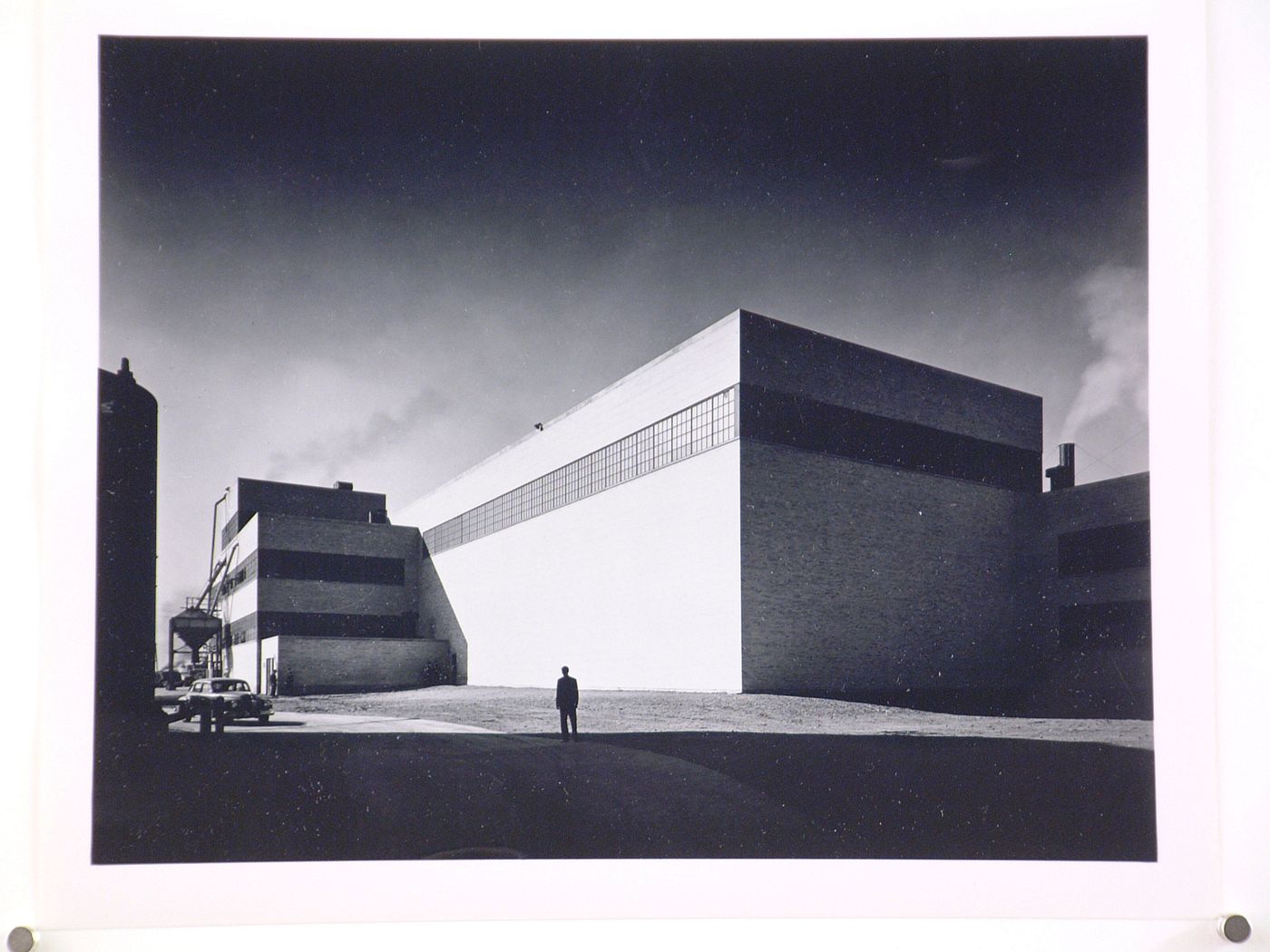 View of the lateral and rear [?] façades of the Aluminum Foundry, General Motors Corporation Buick division Airplane Assembly Plant, Flint, Michigan