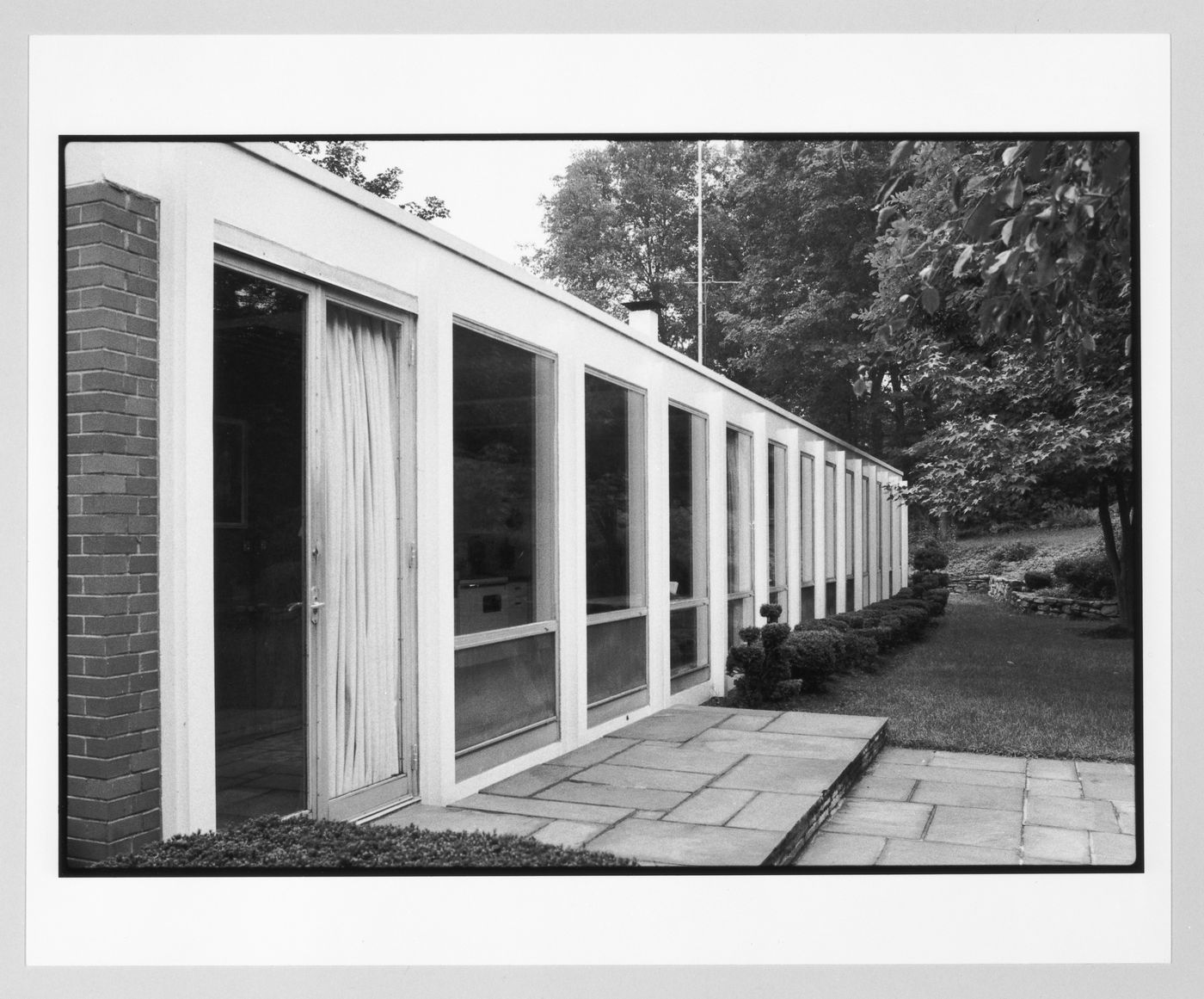 Exterior angled view of front of Greenwald House, Westport, Connecticut, United States