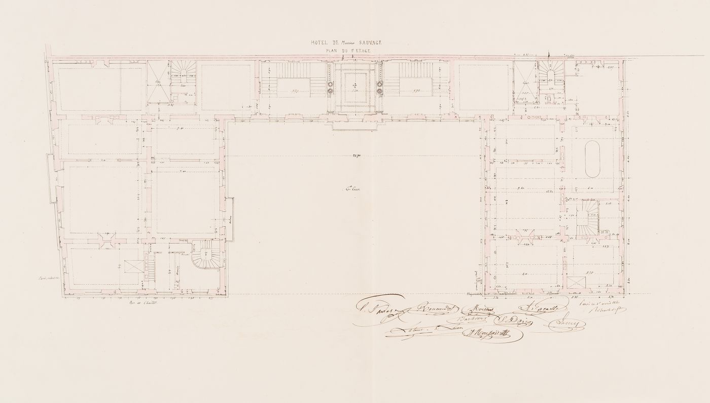 First floor plan for Hôtel Sauvage, Paris