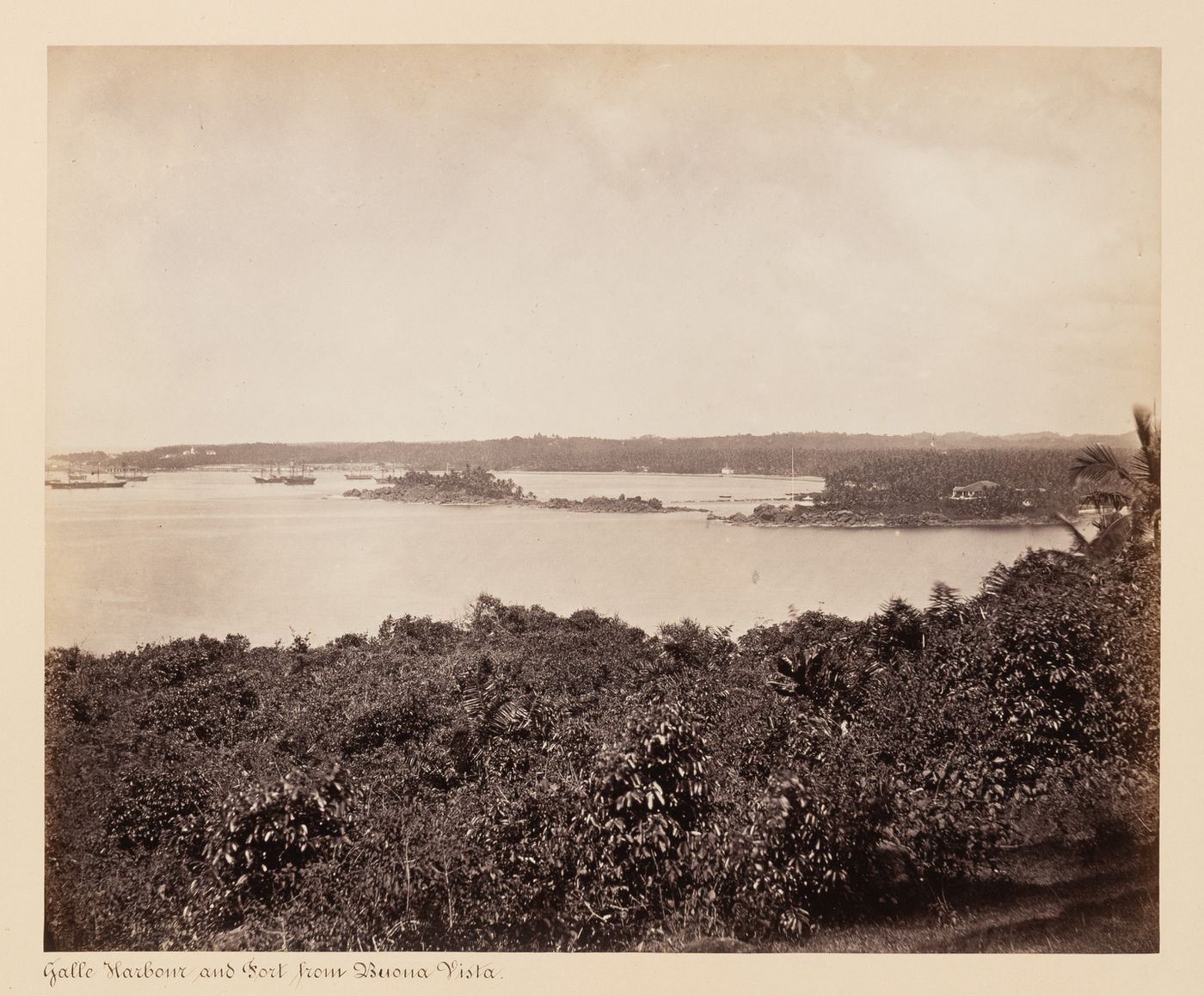 View of the harbour with Point de Galle (now Galle) in the background, Ceylon (now Sri Lanka)