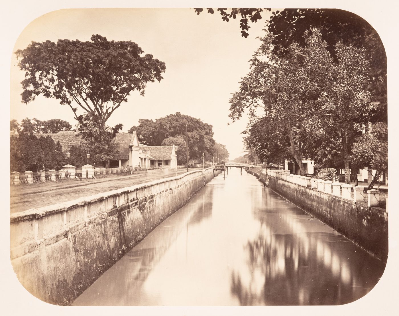 View of the Molenvliet canal showing the Hotel des Indes, Batavia (now Jakarta), Dutch East Indies (now Indonesia)