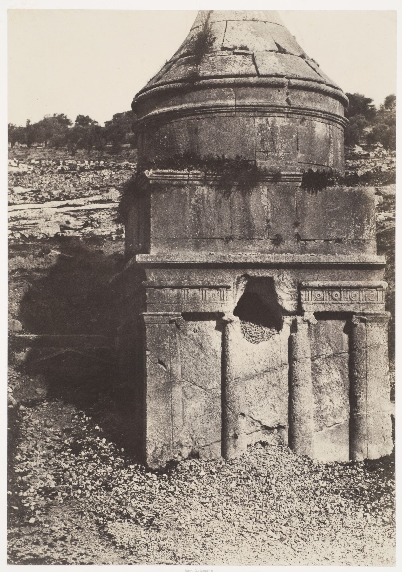 Absalom's tomb, view of tomb with hill behind, Valley of Kidron, Jerusalem, Israel