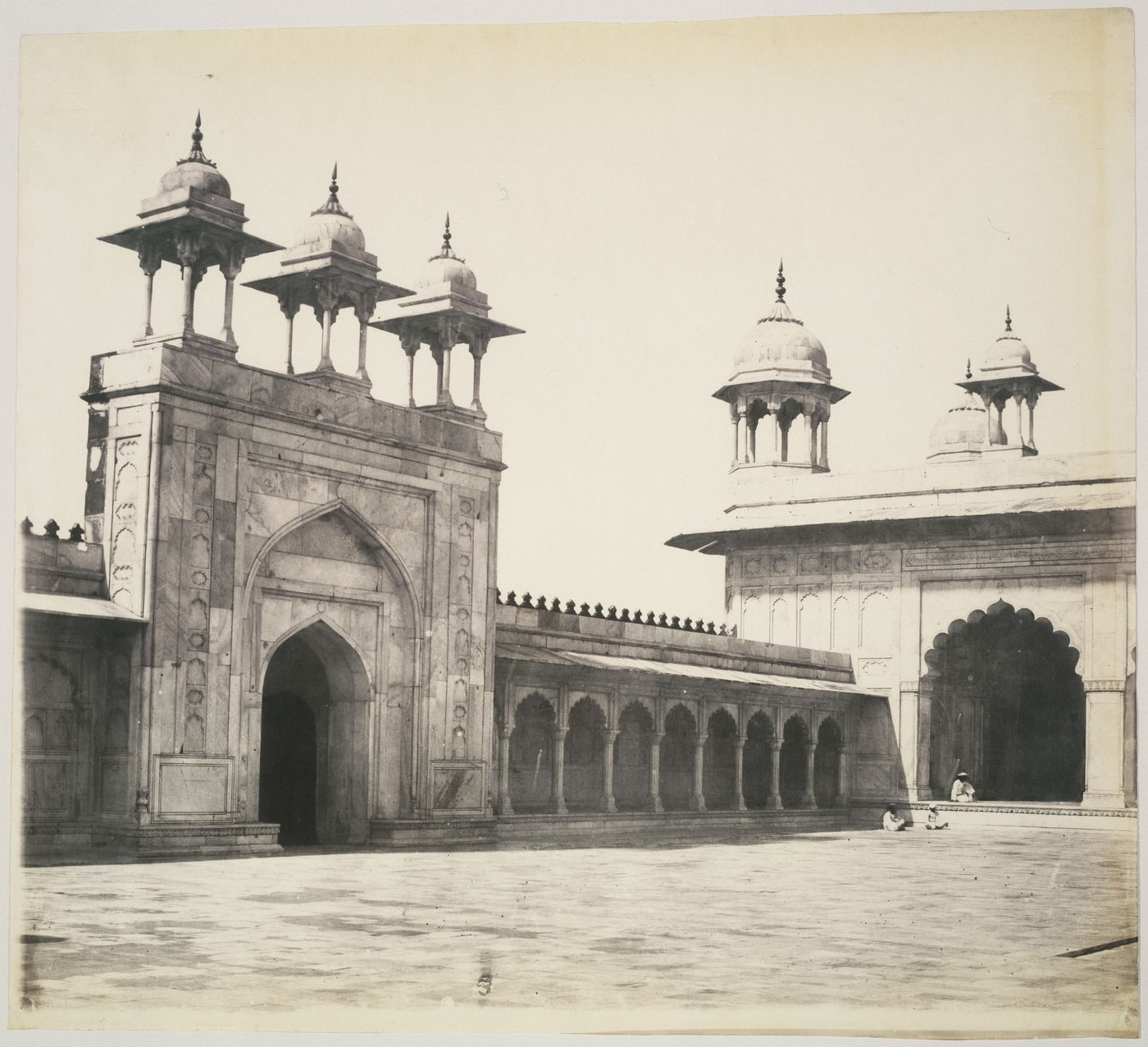 Panorama of the Moti Masjid [Pearl Mosque] showing part of the façade and the portal, Agra Fort, Agra, India