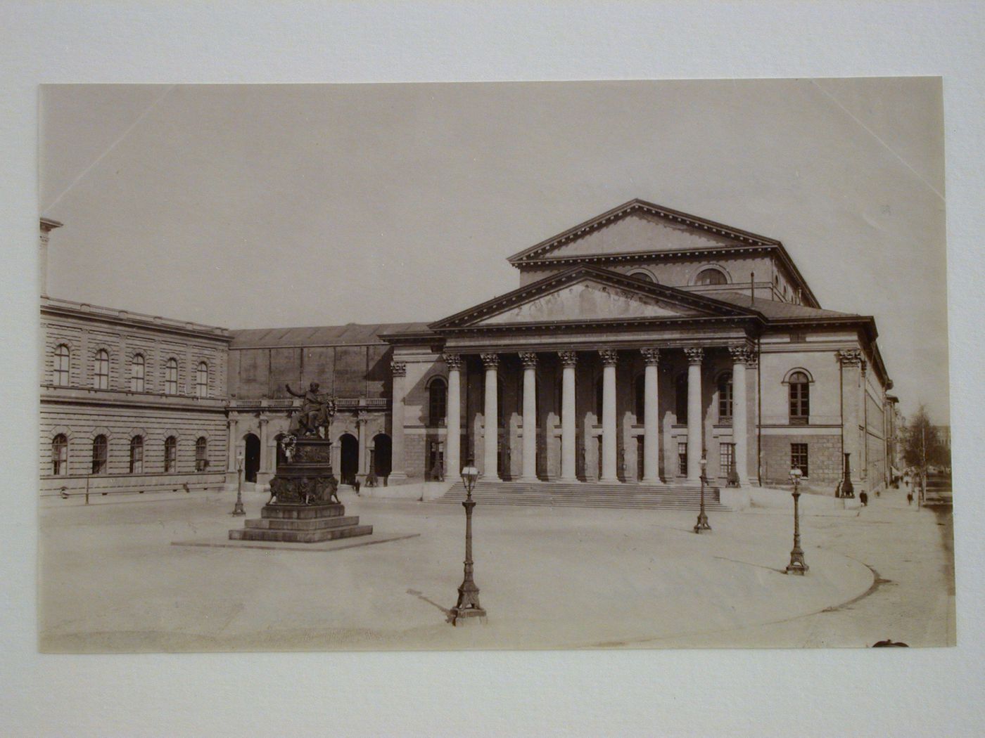 View of the principal façade of the Ruhmeshalle [Hall of Fame] with a monument in the foreground, Munich, Germany