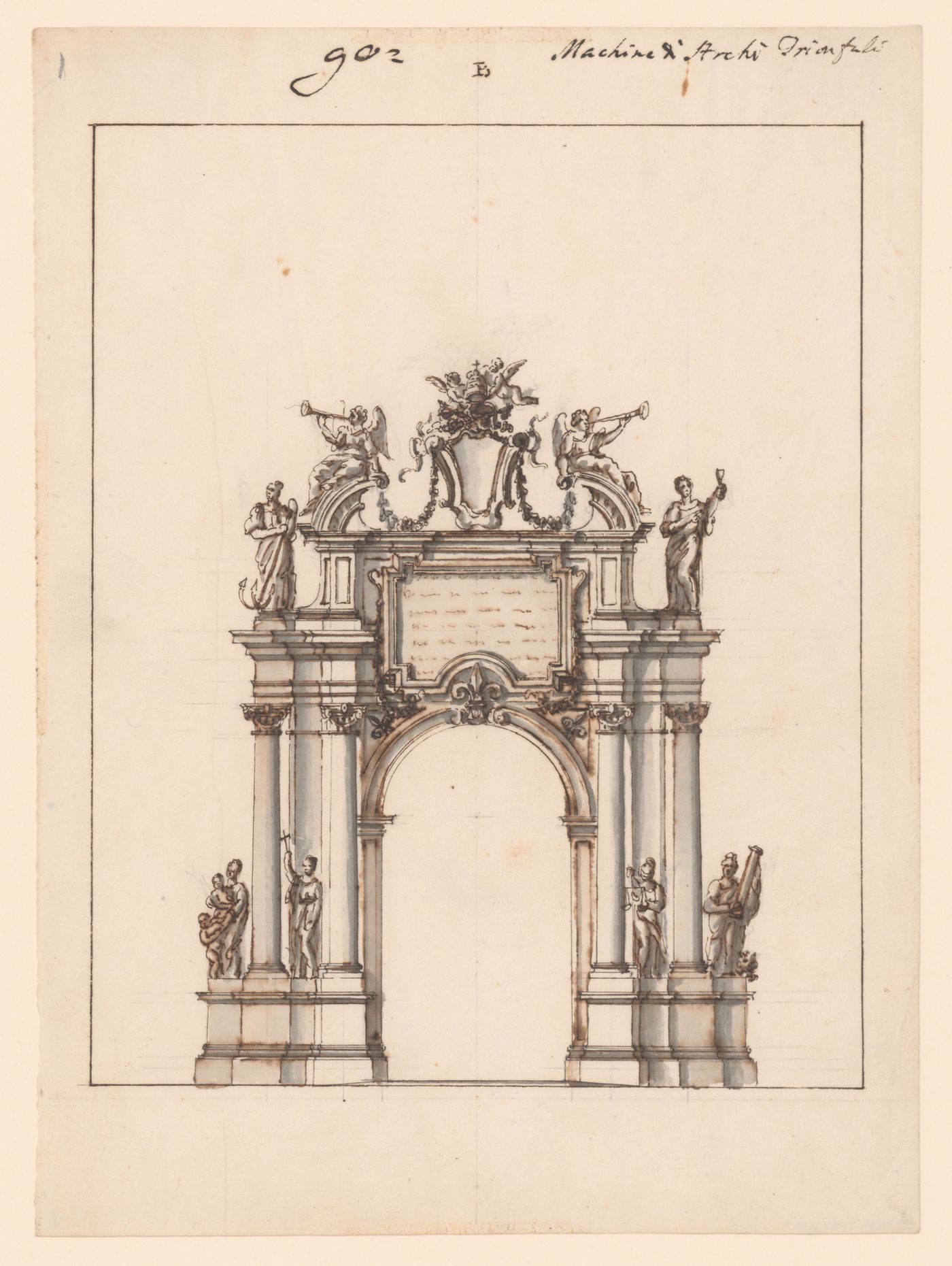 Elevation for a triumphal arch for the possesso of Innocent XIII, Rome