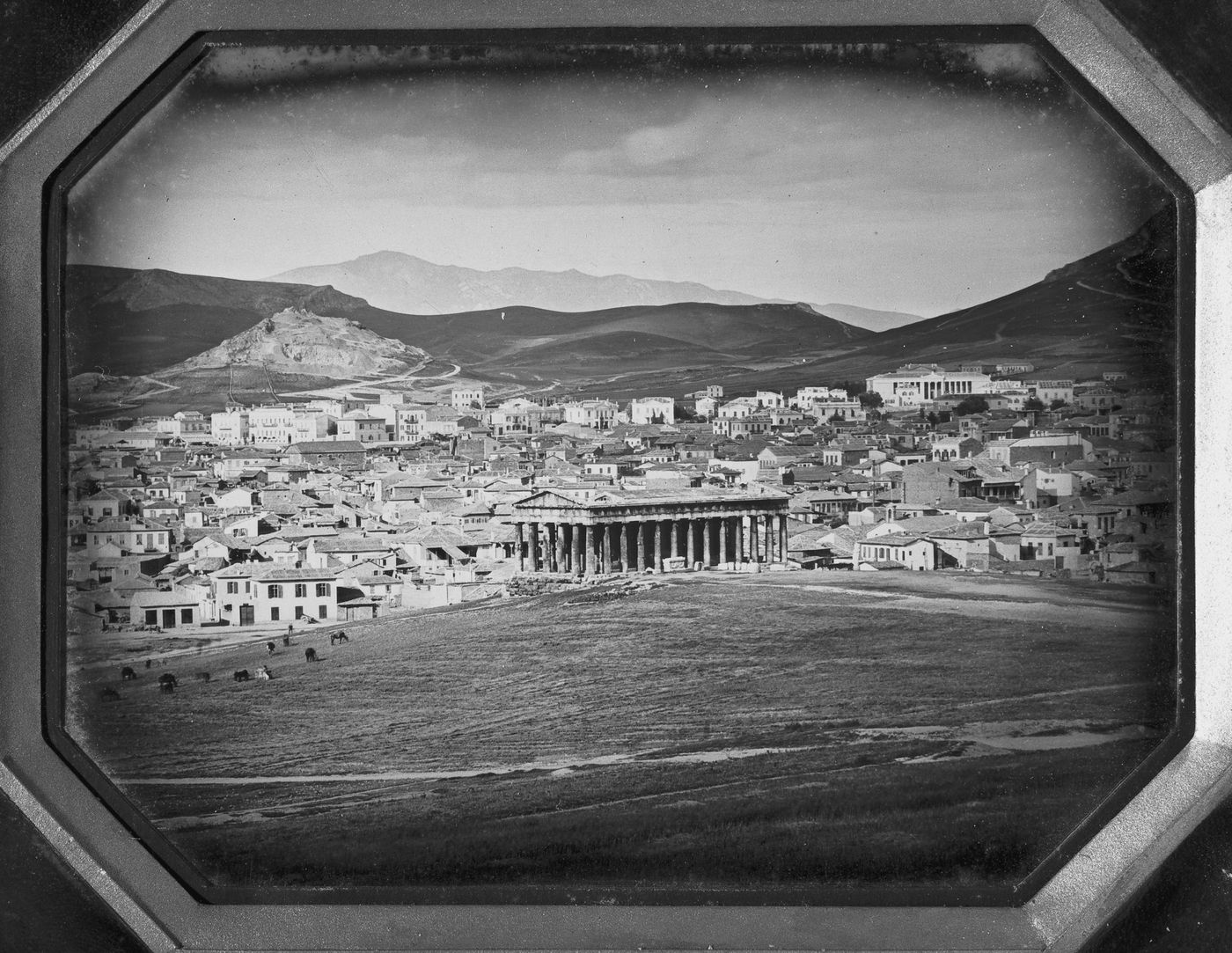View of the Temple of Theseus and part of the city of Athens, Greece