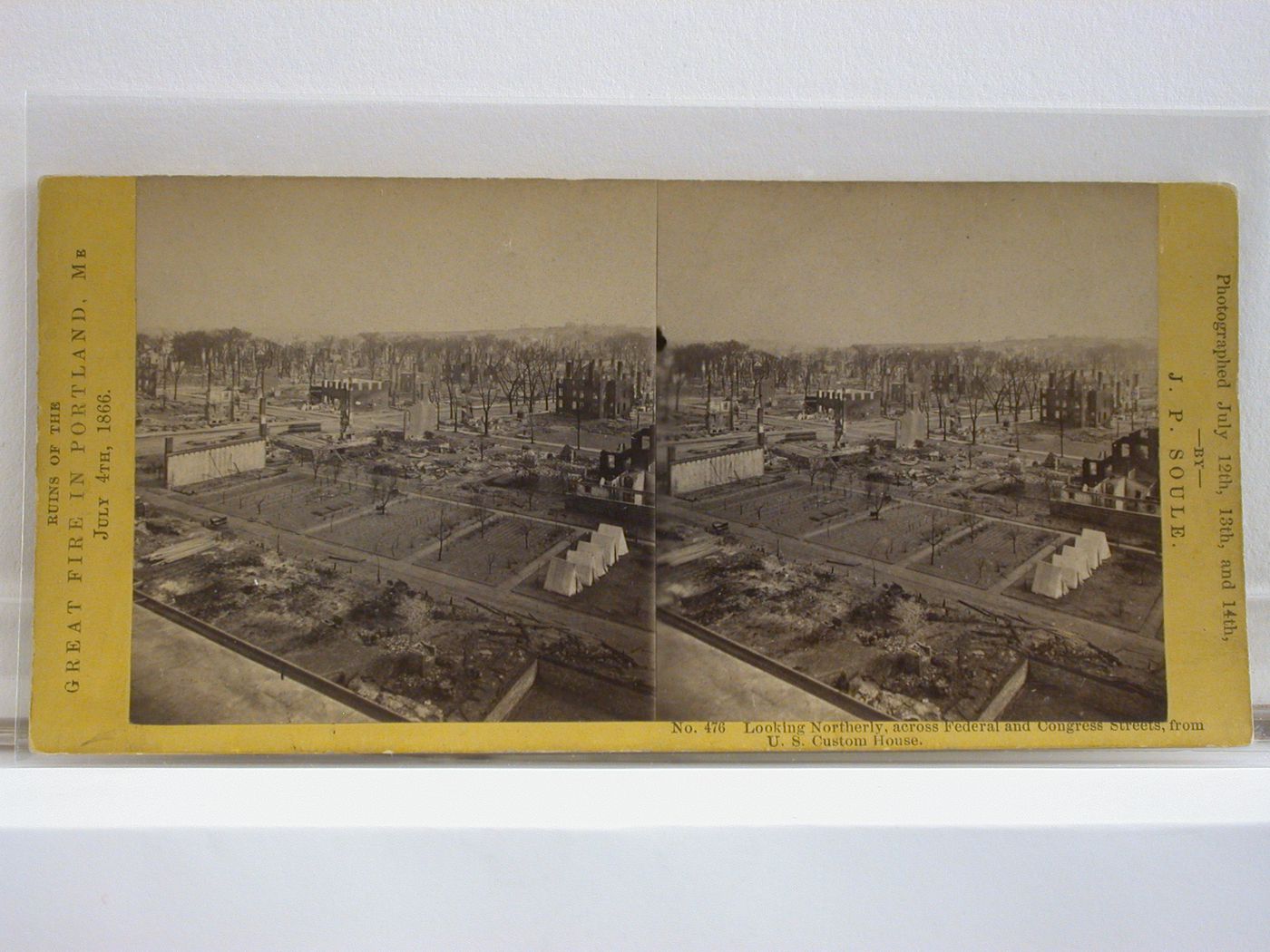 Vicinity of Federal Street and Congress Street, as seen from U.S. Custom House, after the Great Fire in Portland, Maine on July 4, 1866