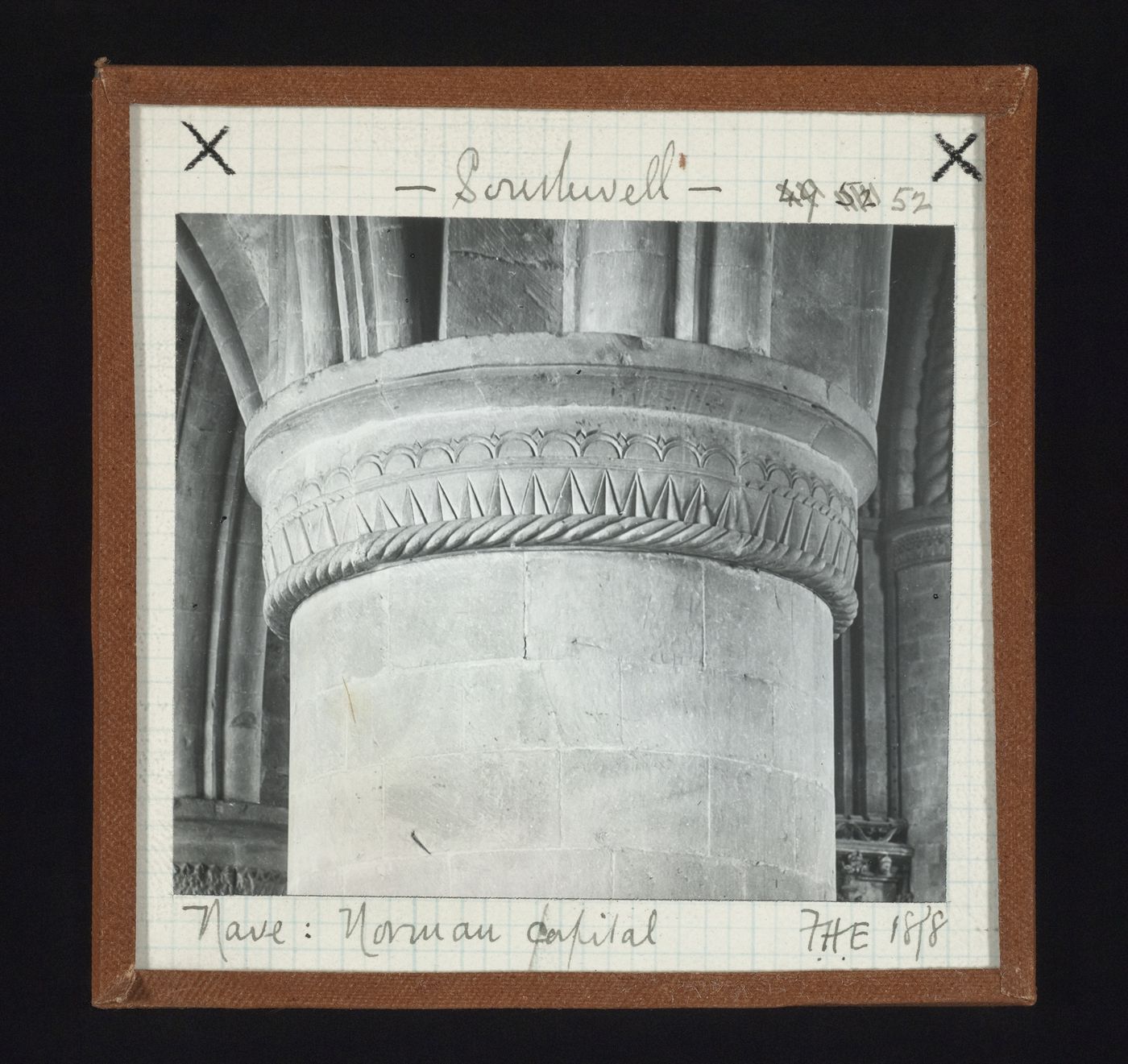 View of norman capital in nave of Southwell Minster, Southwell, Nottinghamshire, England