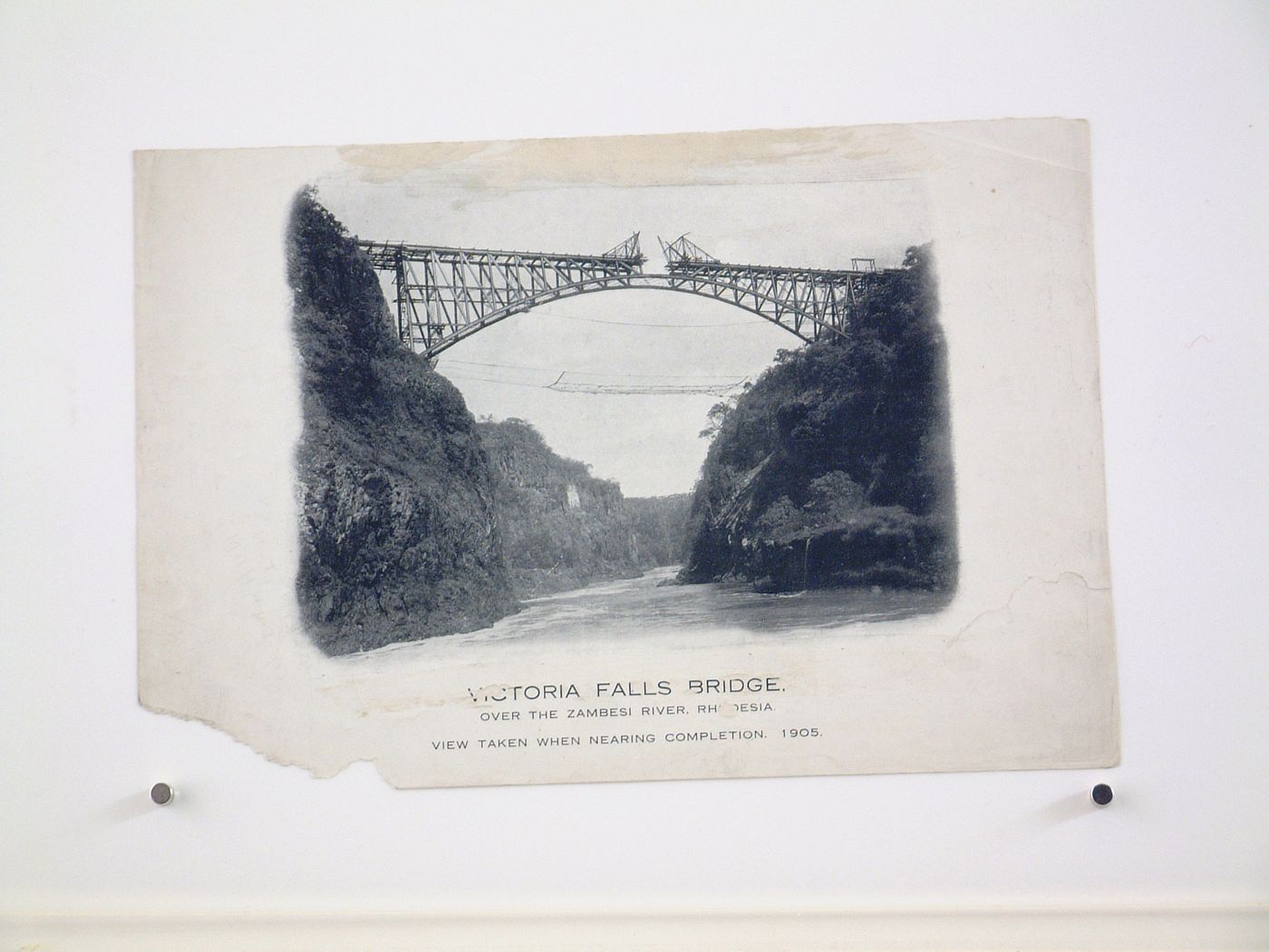 View of Victoria Falls Bridge under construction, Zambezi River, crossing the border between Victoria Falls, Zimbabwe and Livingstone, Zambia