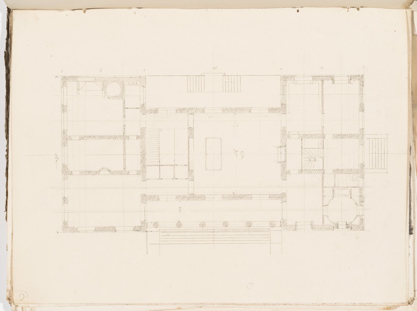 Project no. 6 for a country house for comte Treilhard: Ground floor plan