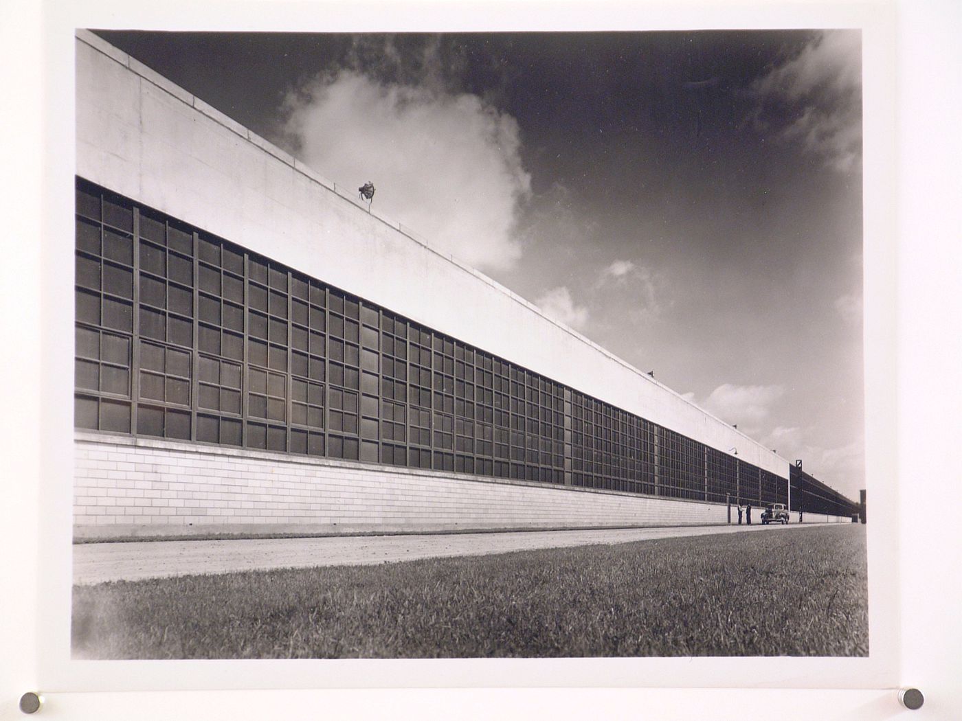 View of the principal façade of the addition to the Assembly Building, General Motors Corporation Chevrolet division Aviation Engine Assembly Plant, Tonawanda, New York