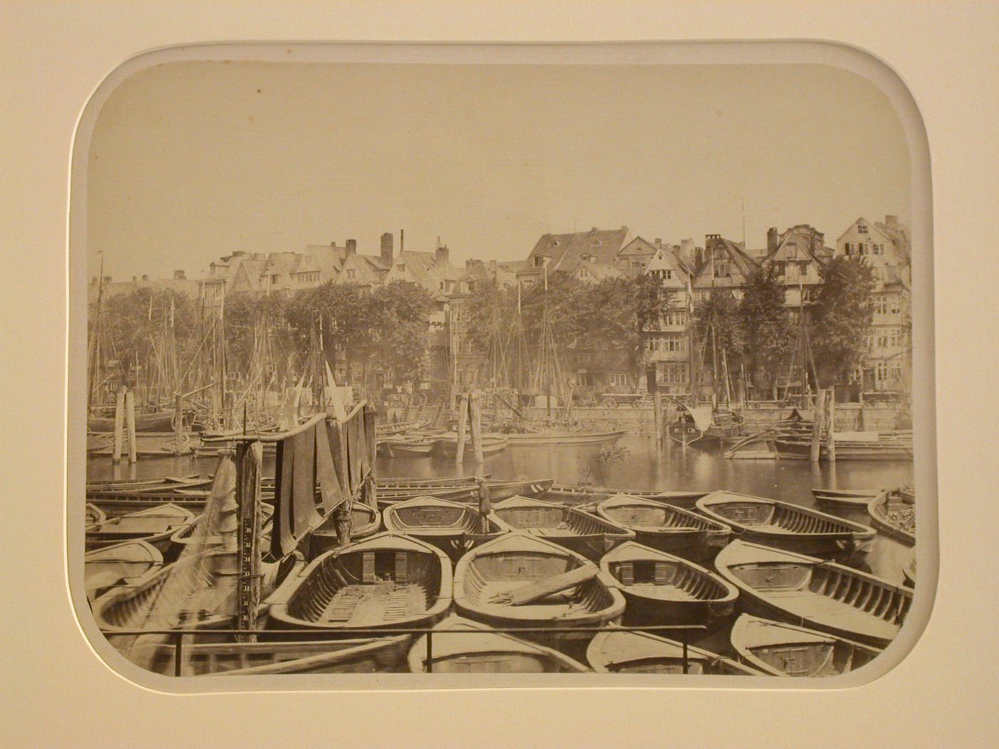 Quay, boatdock, and houses, Hamburg, Germany