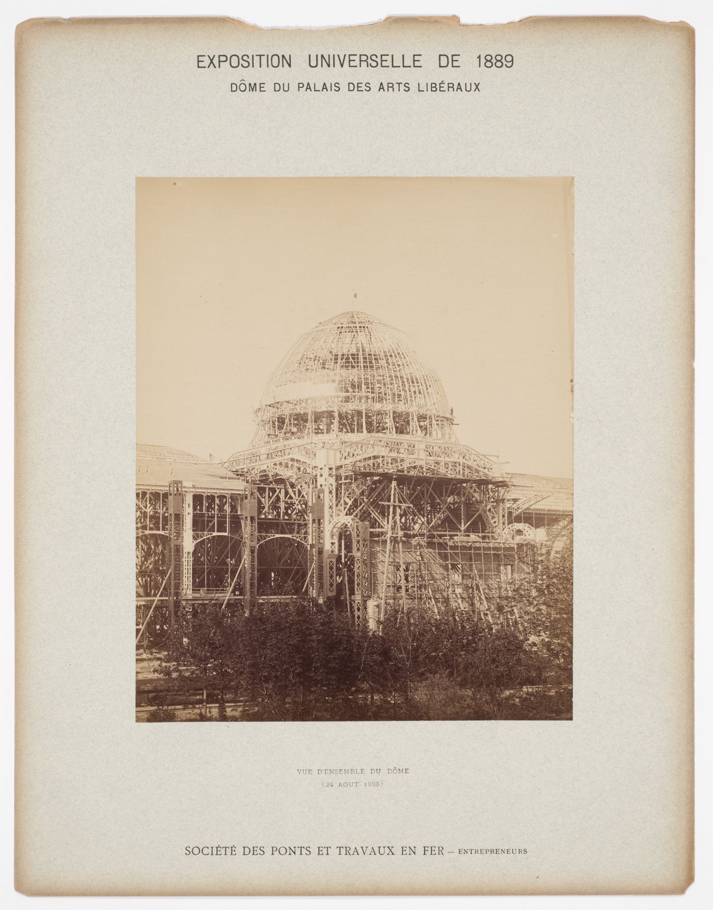 View of Dome du Palais des Beaux Arts under construction, Exposition Universelle de 1889, Paris, France