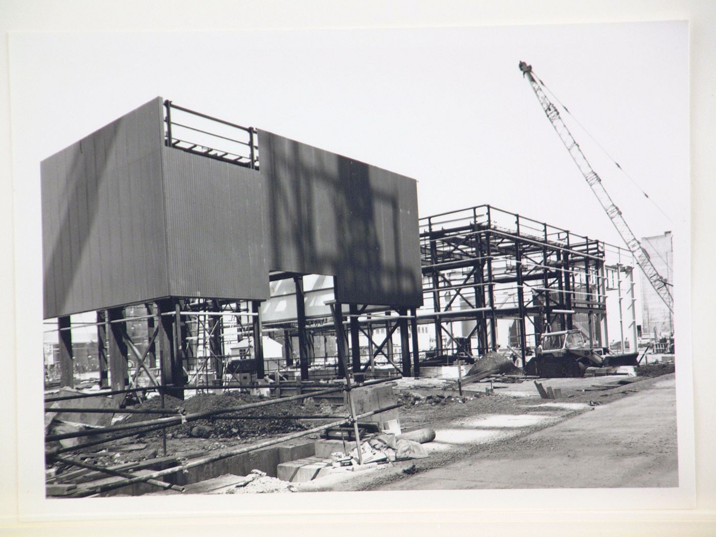 View of construction of steel structure for power station, United Kingdom