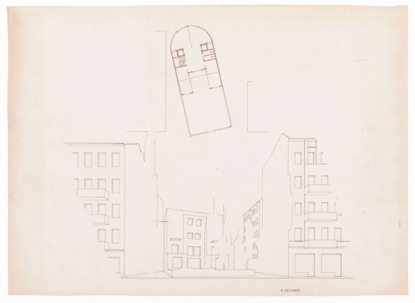 Plan and perspective for Block 121, Schlesisches Tor, Berlin
