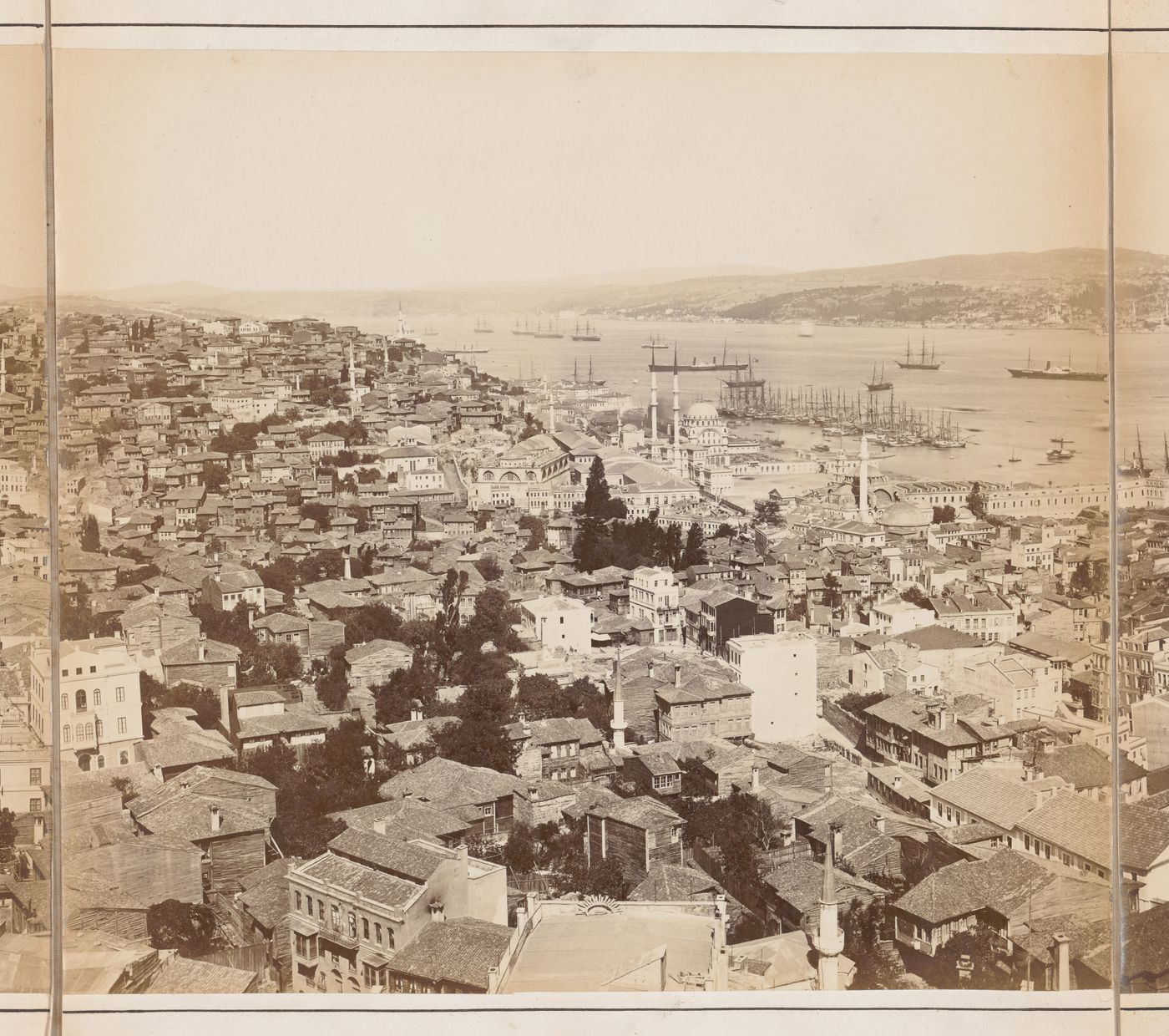 Section of a panorama of Constantinople (now Istanbul, Turkey) from the Galata Tower