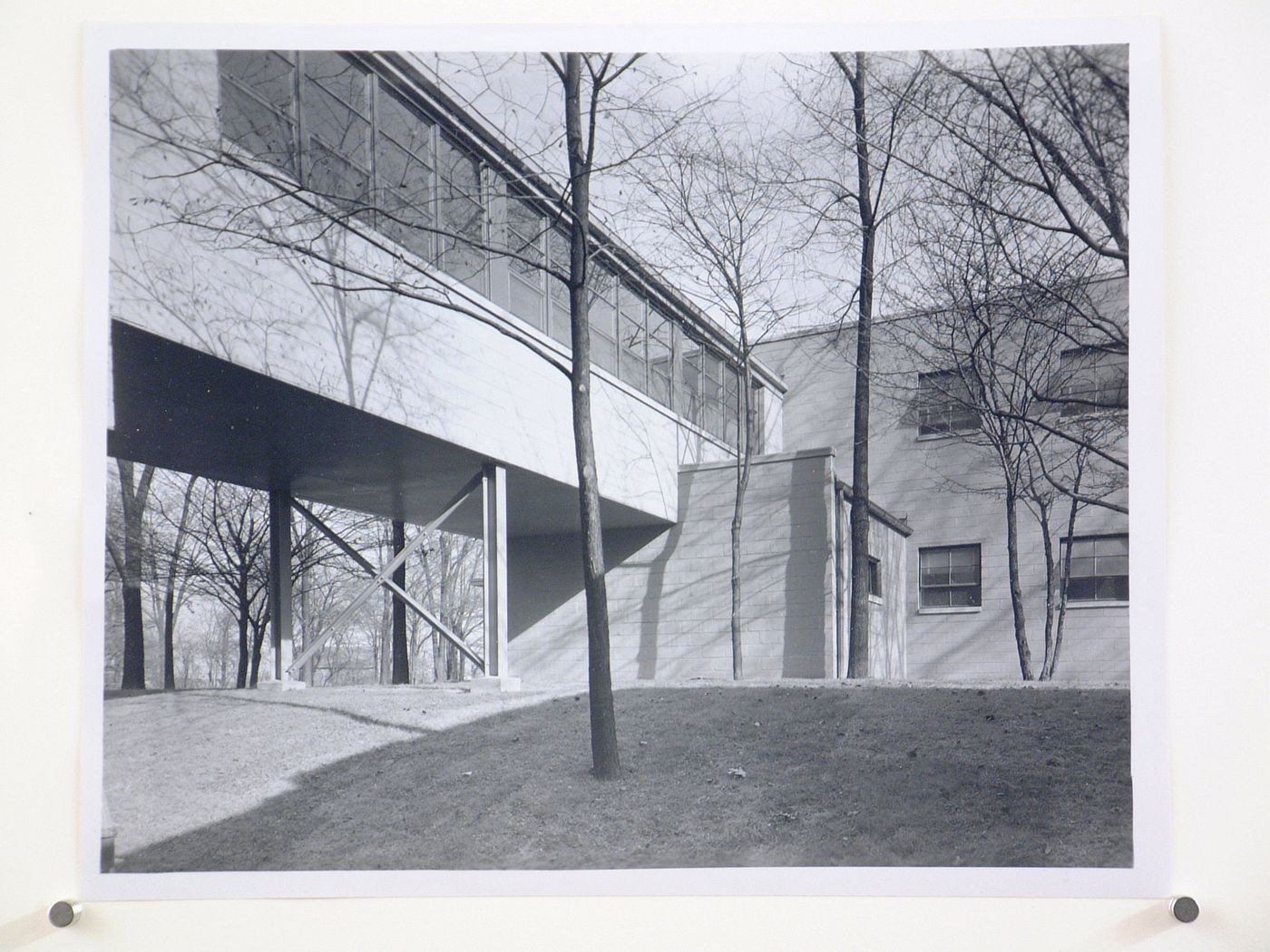 View of the skywalk and annex to the Administration Building, Rouge River Plant, Ford Motor Company, Dearborn, Michigan