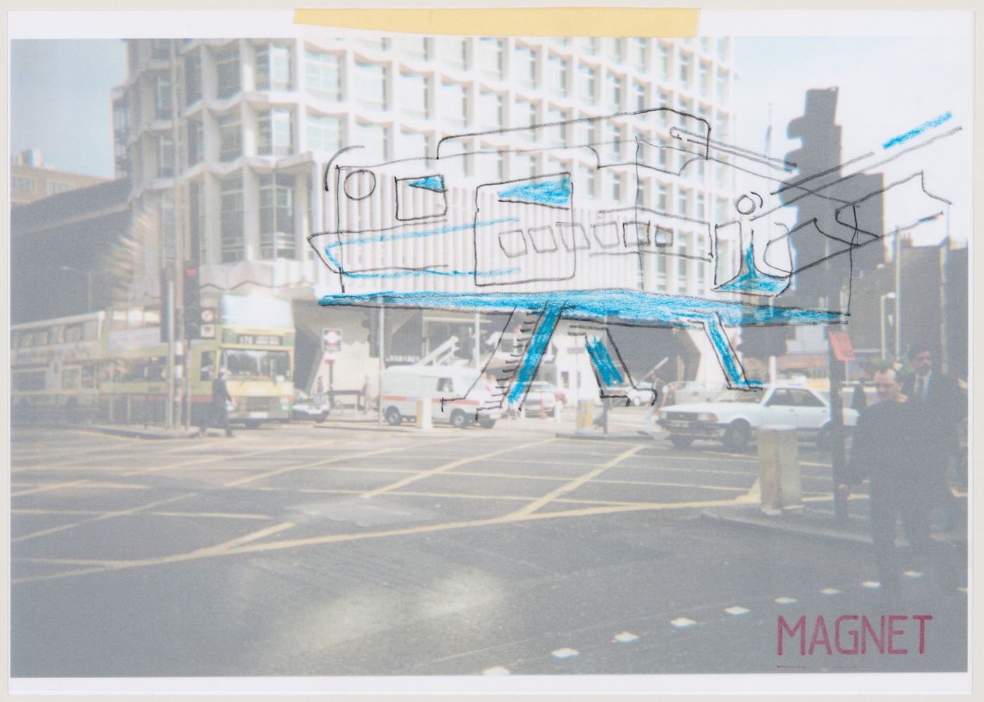 Magnet: perspective sketch for Magnet no. 3 (Platform above the plaza at St. Giles' Circus)