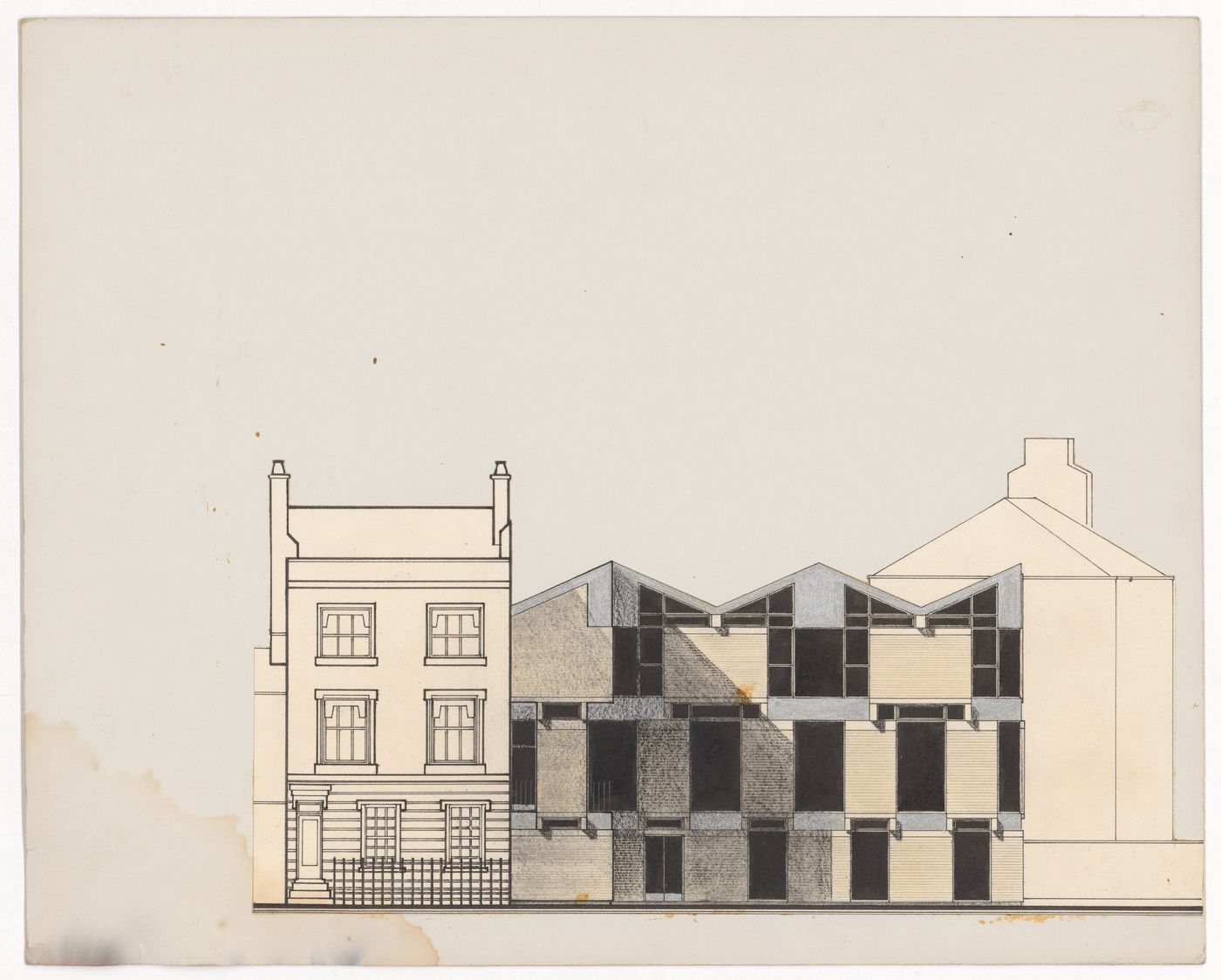 Housing elevation for The Shape of Cambridge: A Plan, Cambridge University, England