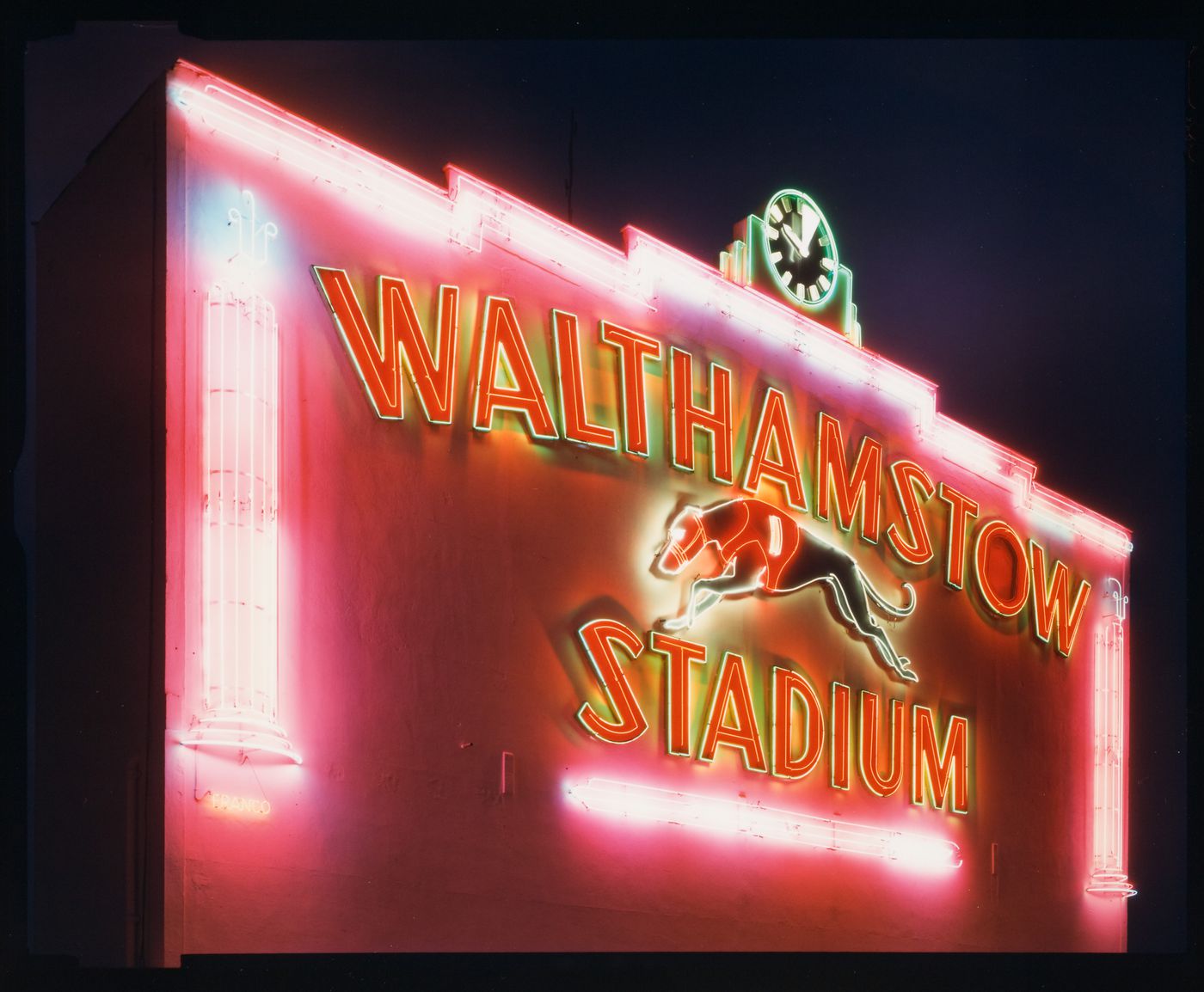 Entrance sign, Walthamstow Greyhound Track, Walthamstow, London, England