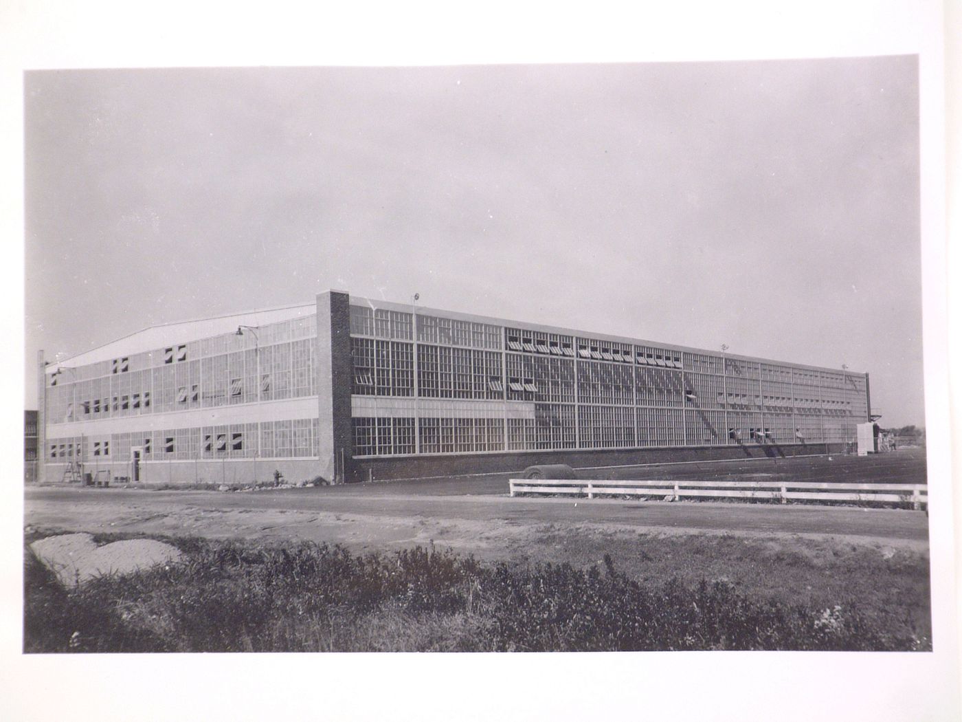 View of the principal and lateral façades of the addition to the Engineering Building, United Aircraft Corporation Chance-Vought Airplane division Assembly Plant, Stratford, Connecticut