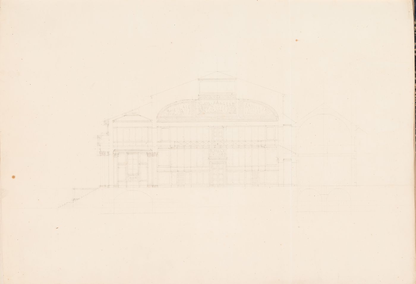 Project for a Galerie de zoologie, possibly 1838: Section