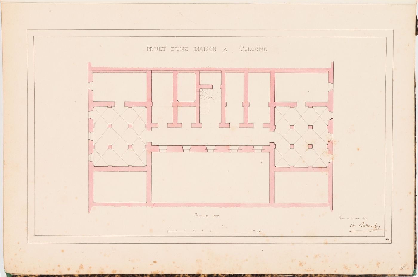 Plan for the "caves" for a three-storey house, Cologne